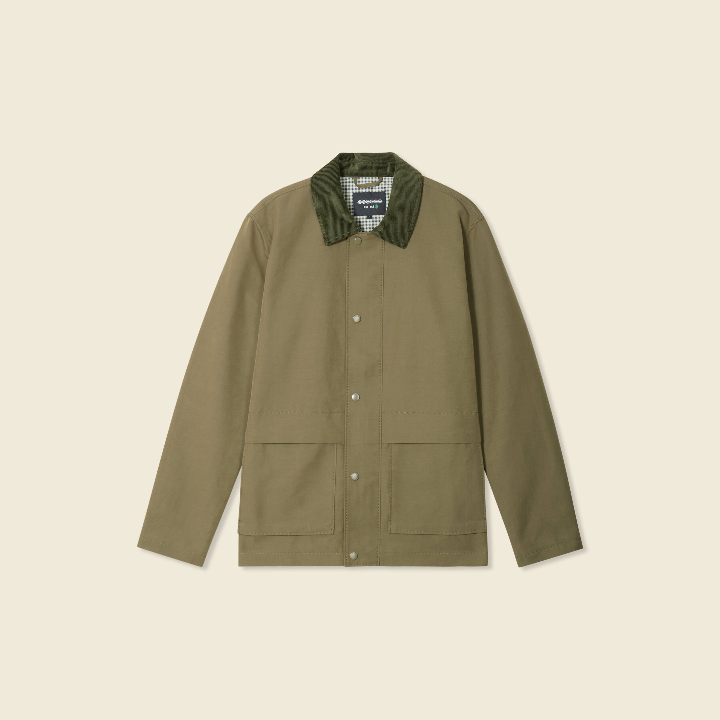 Veste d&eacute;perlante boutonn&eacute;e vert kaki homme