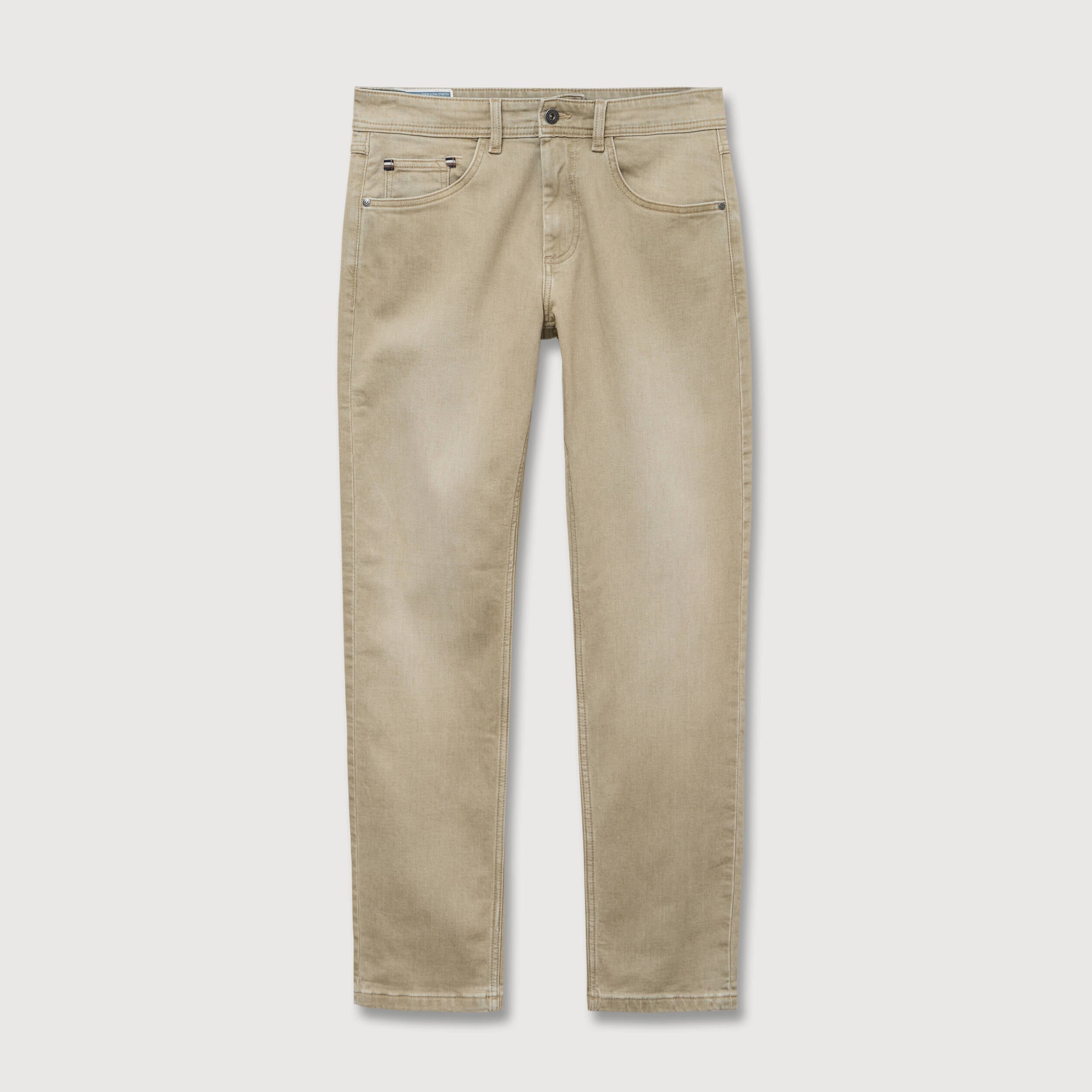 Jeans straight longueur 32 denim vert kaki homme