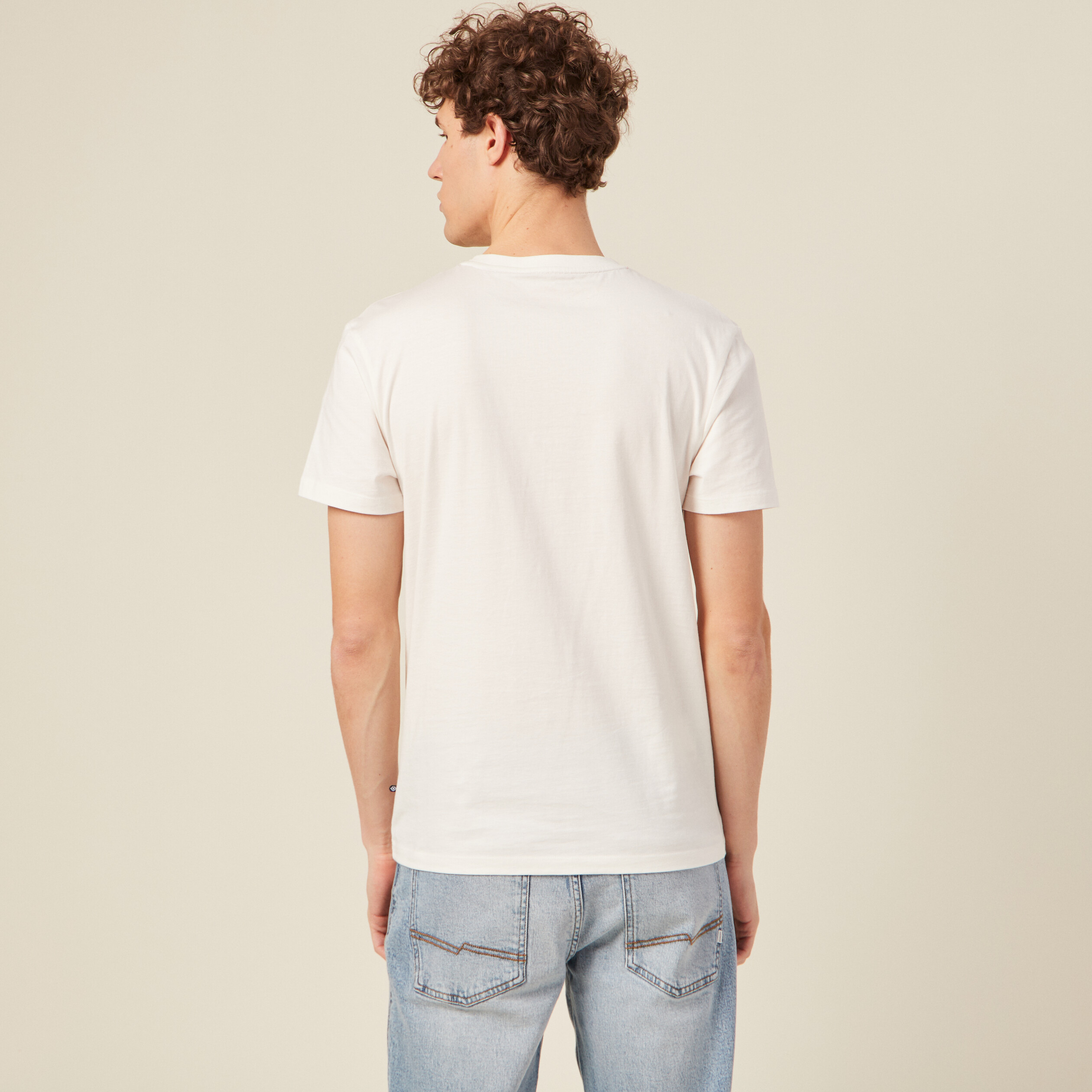 T-shirt manches courtes ecru homme