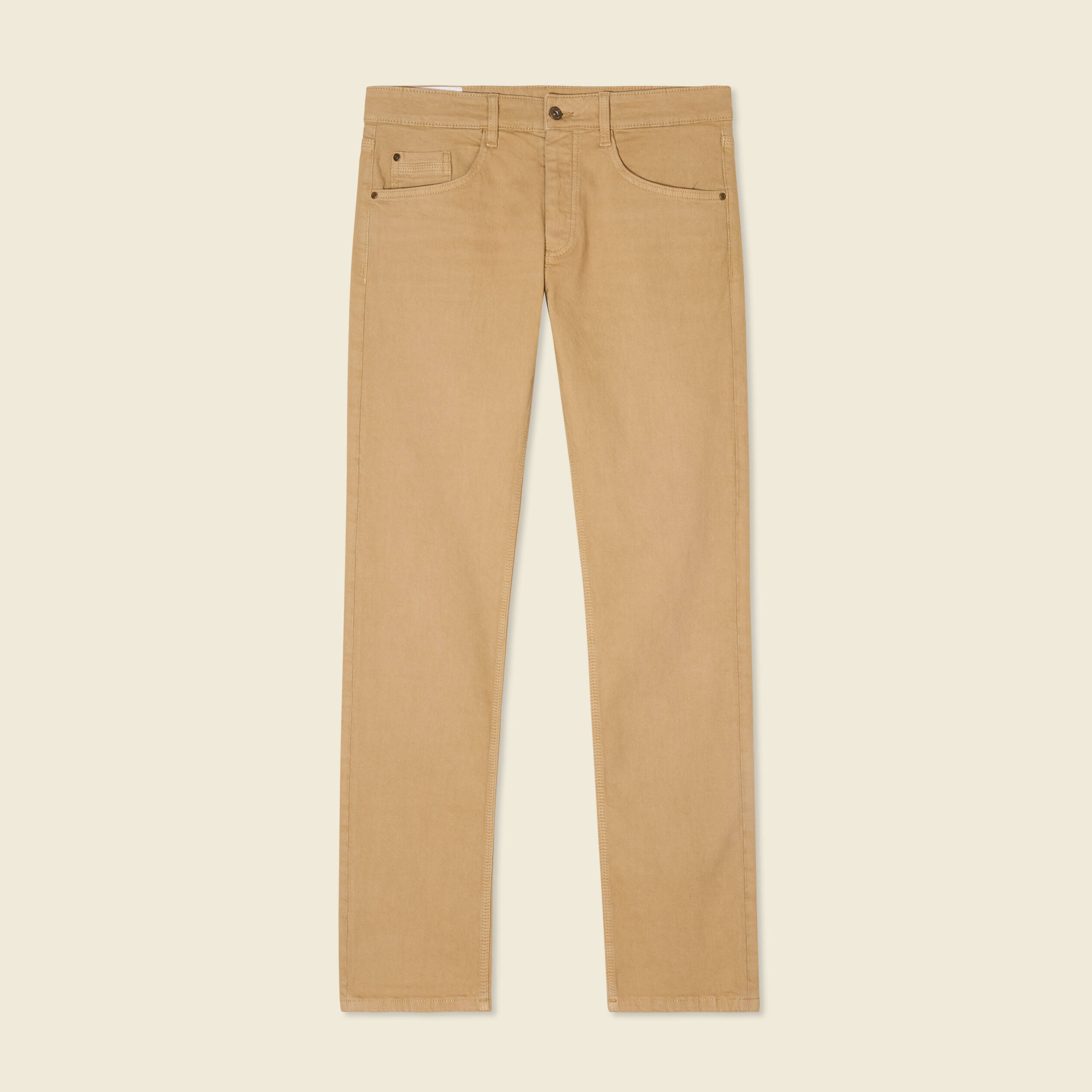 Jeans straight longueur 34 denim beige homme