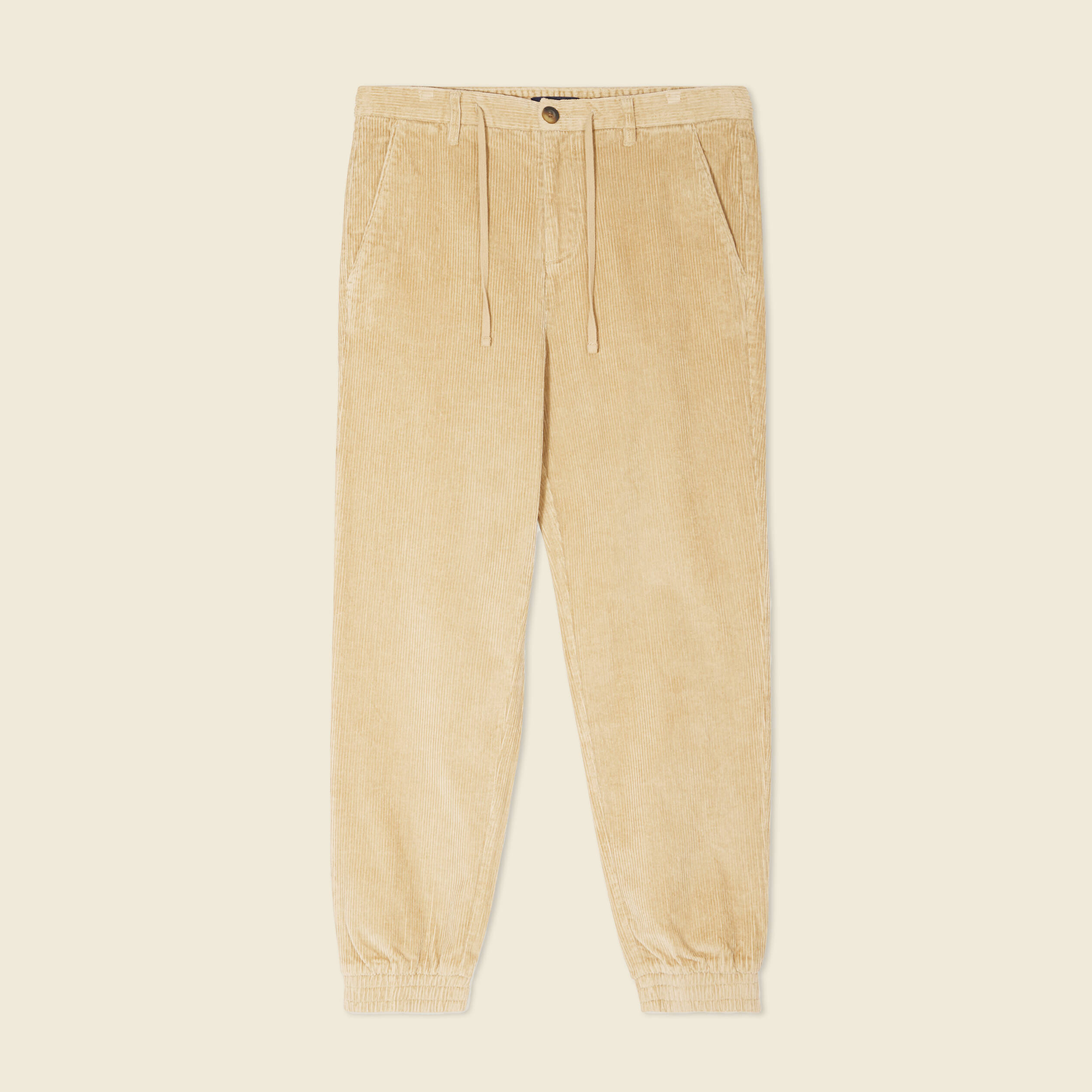 pantalon jogger velours cotele beige homme Pantalon jogger velours côtelé beige homme