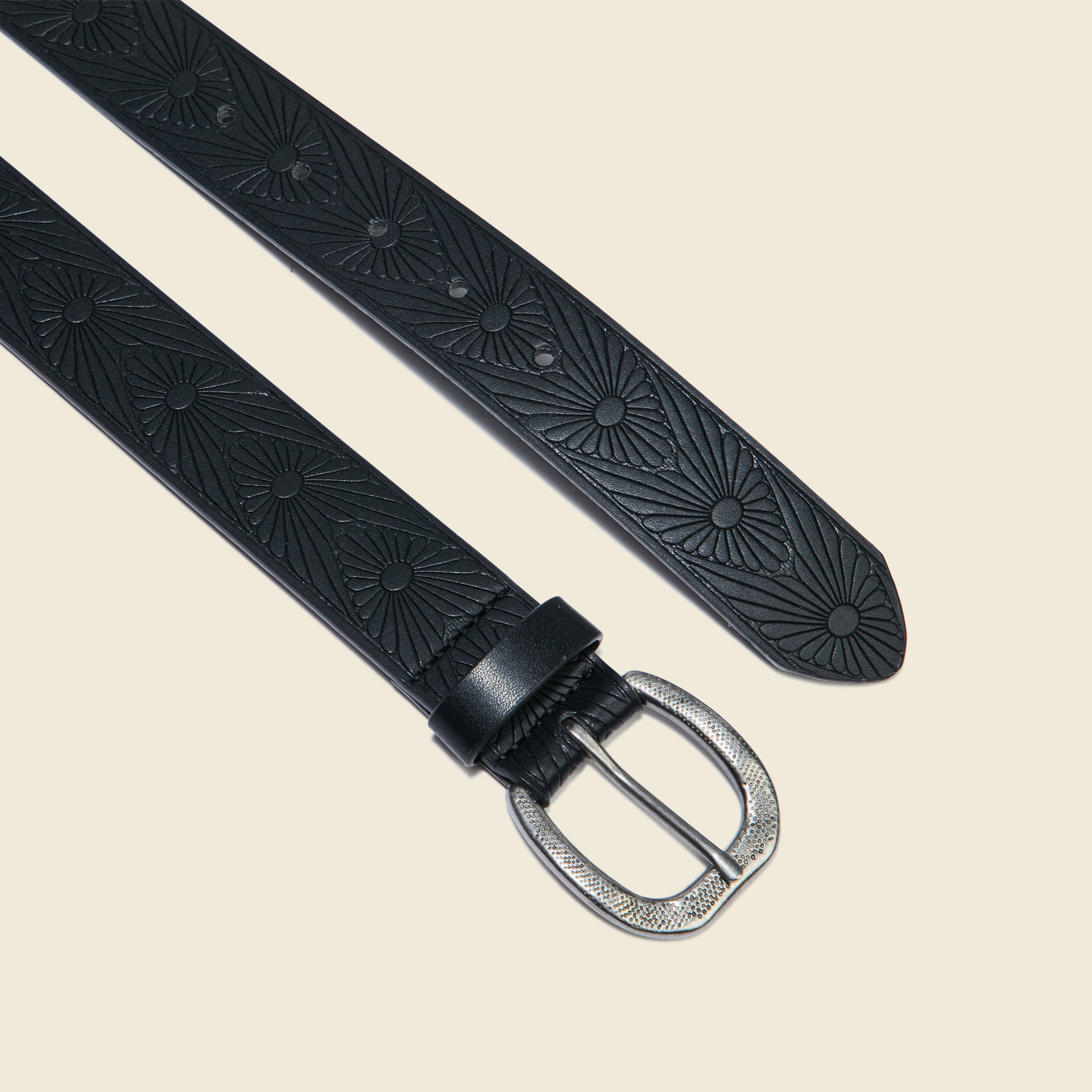 Ceinture emboss&eacute;e noir femme