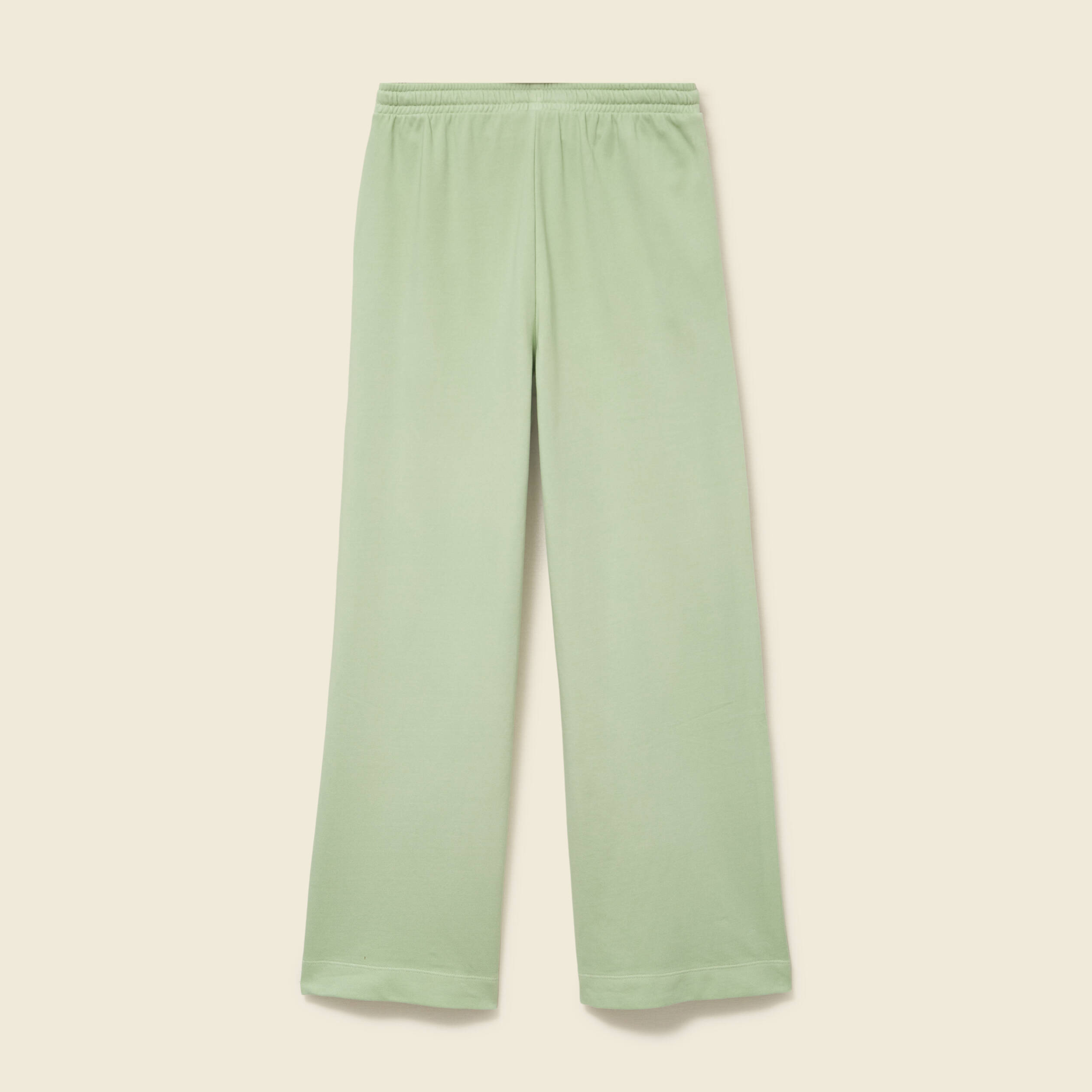 Pantalon large taille haute fluide vert clair femme