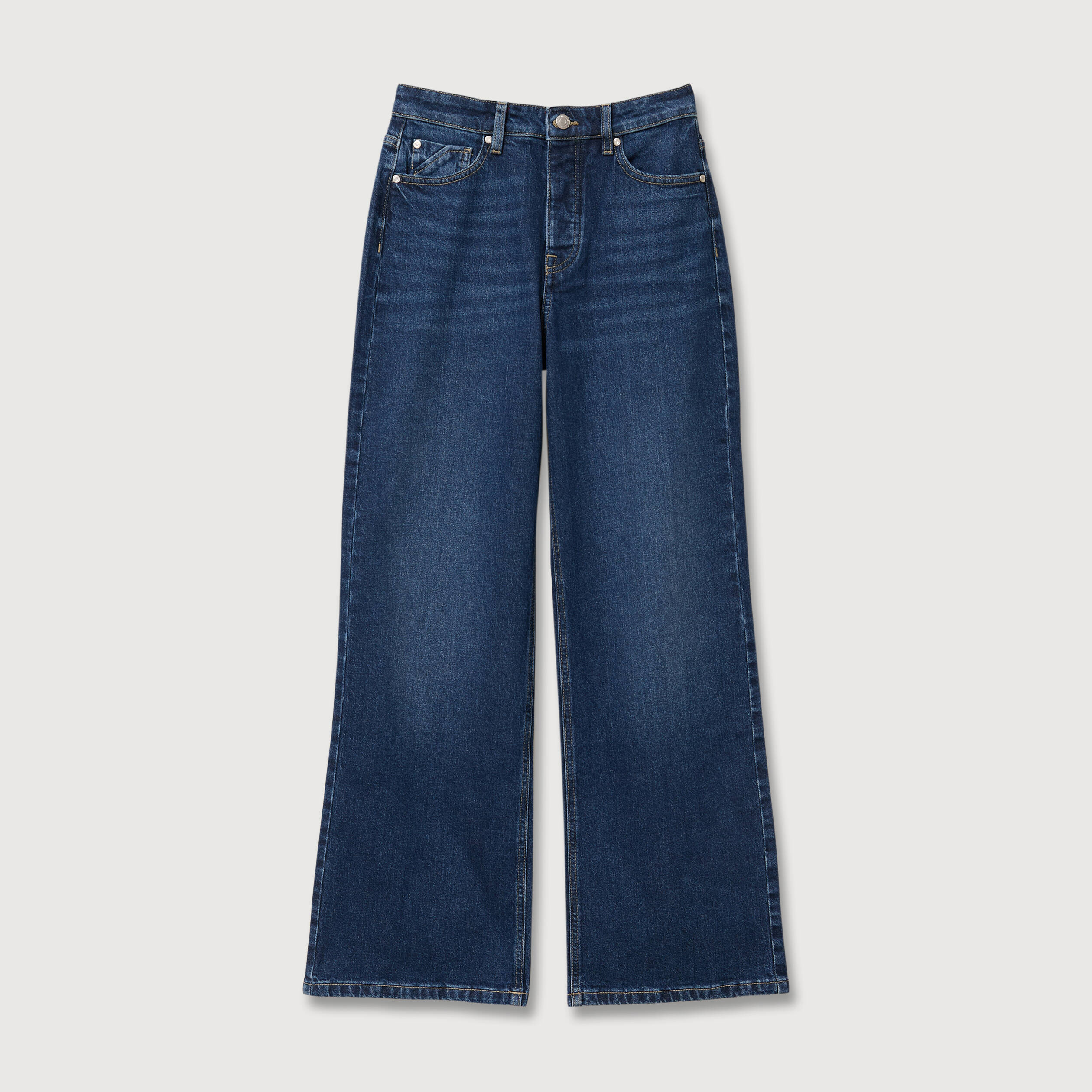 Jeans large taille haute denim brut femme