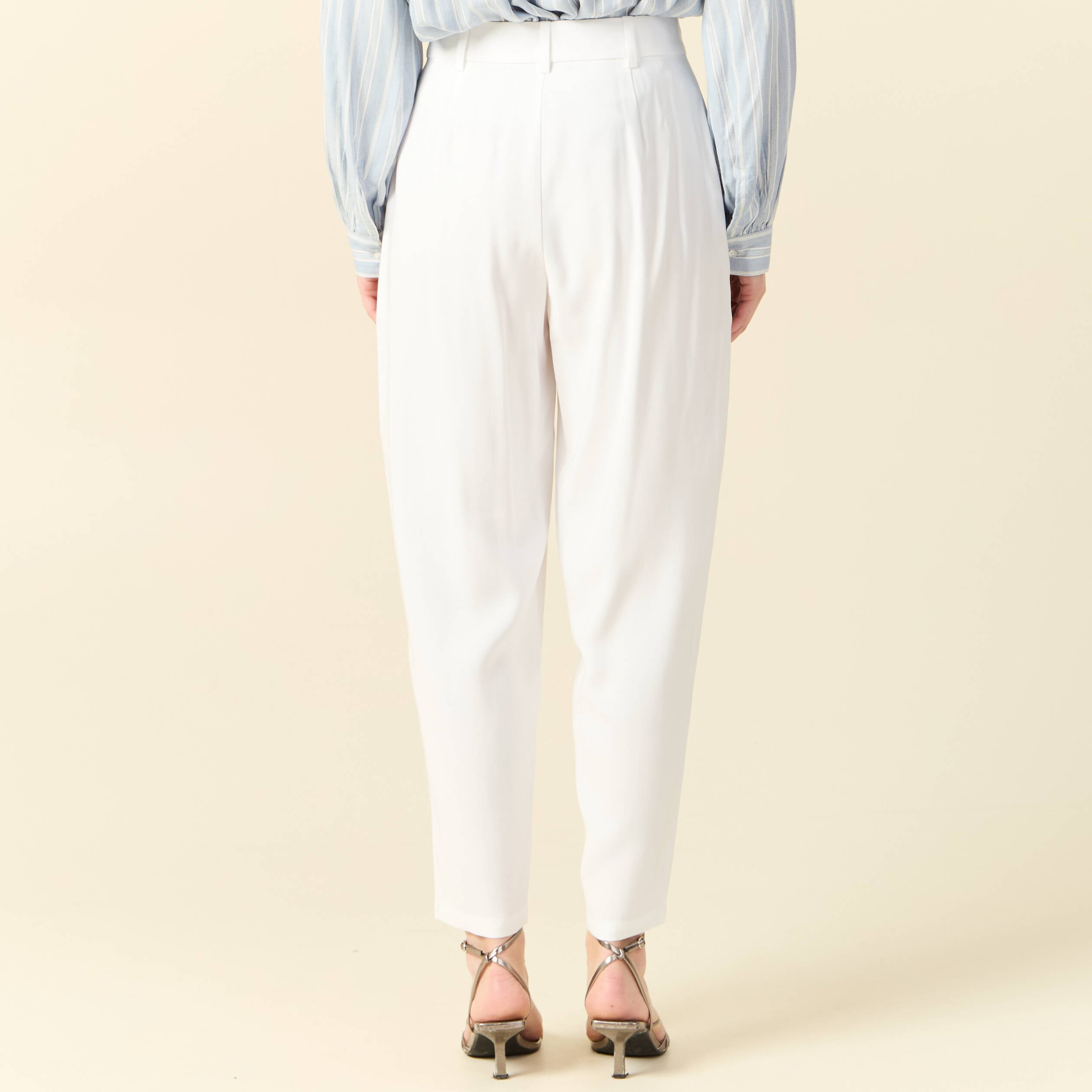 Pantalon slouchy taille haute blanc femme