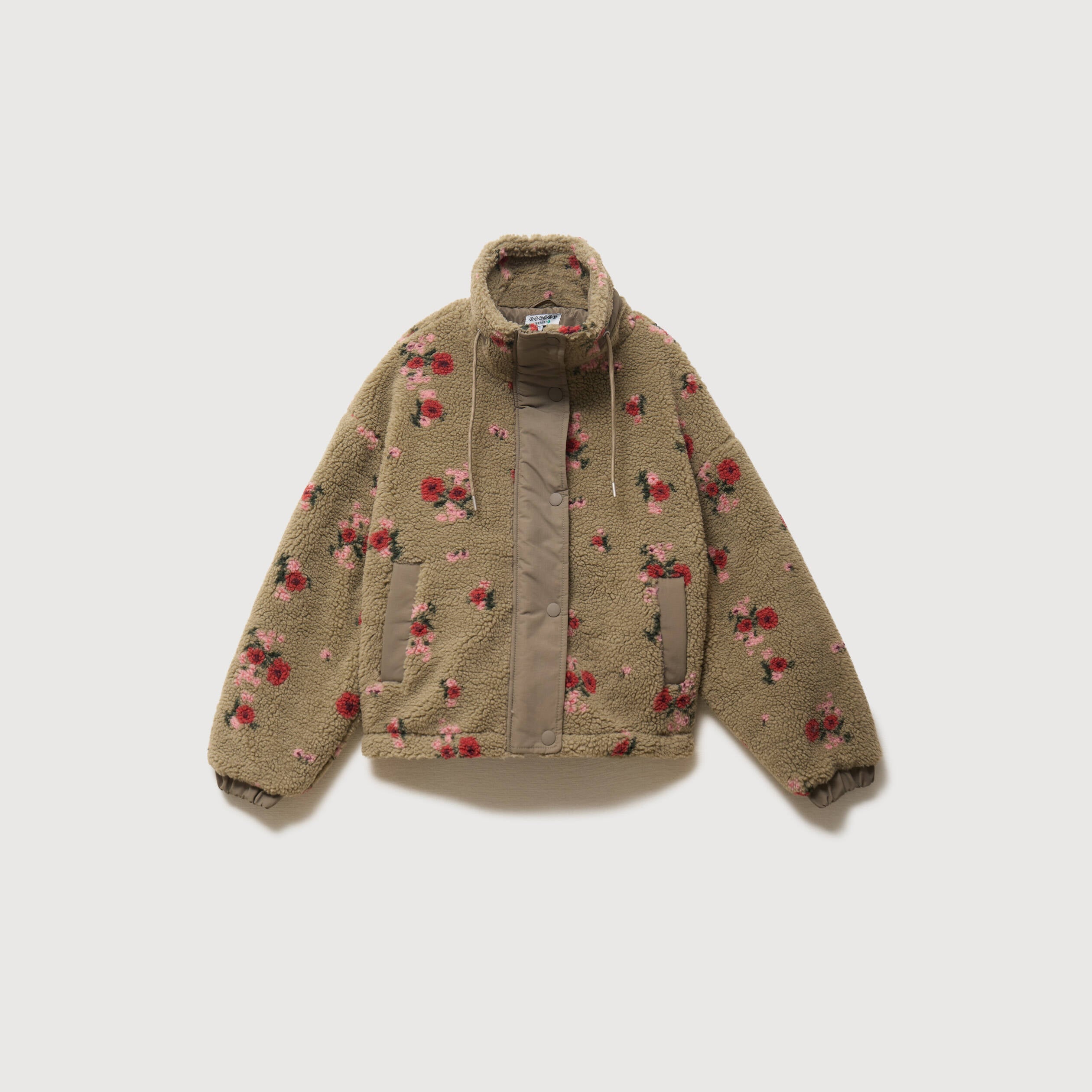 Blouson oversize sherpa col montant vert femme