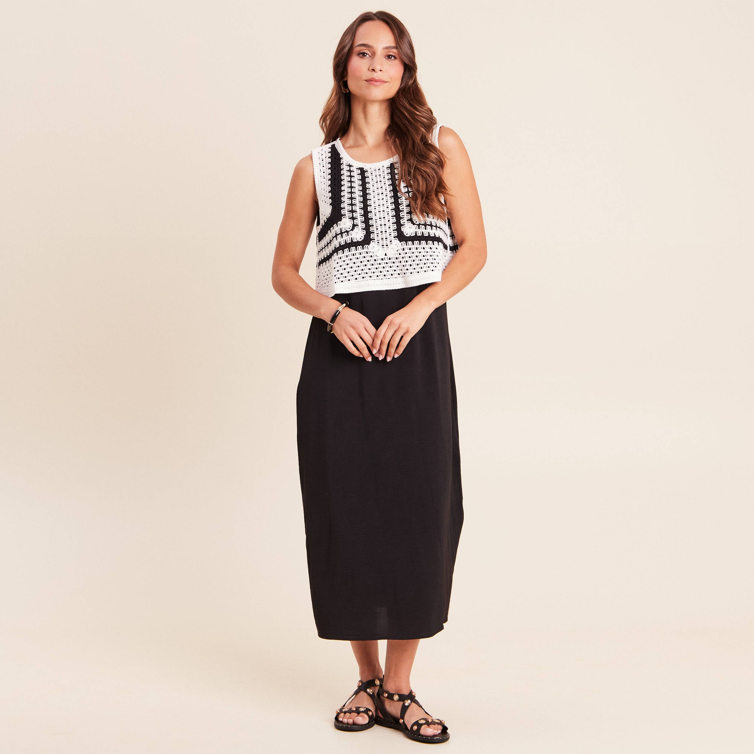 Robe avec haut crochet noir femme