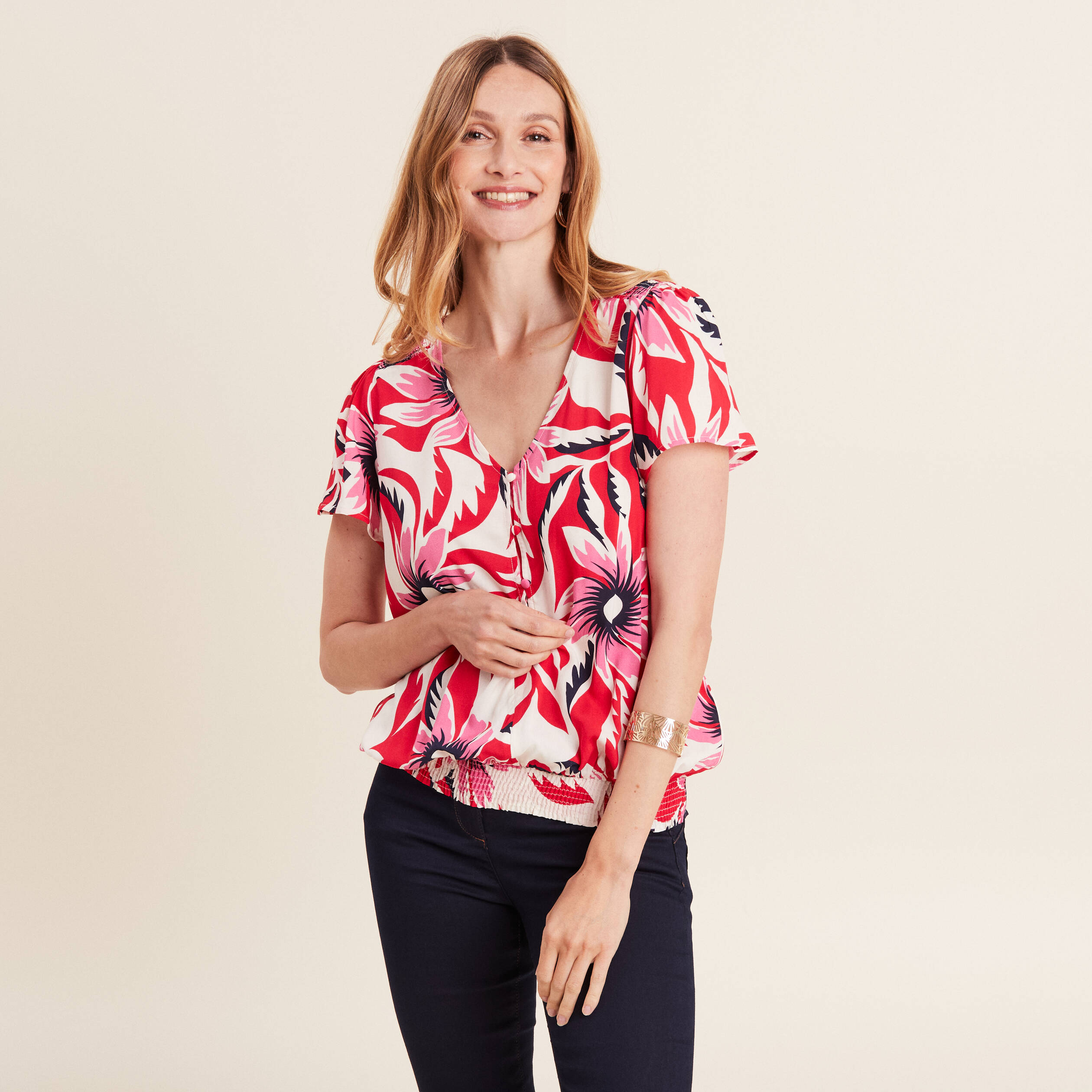 blouse manches courtes rouge femme Blouse manches courtes rouge femme