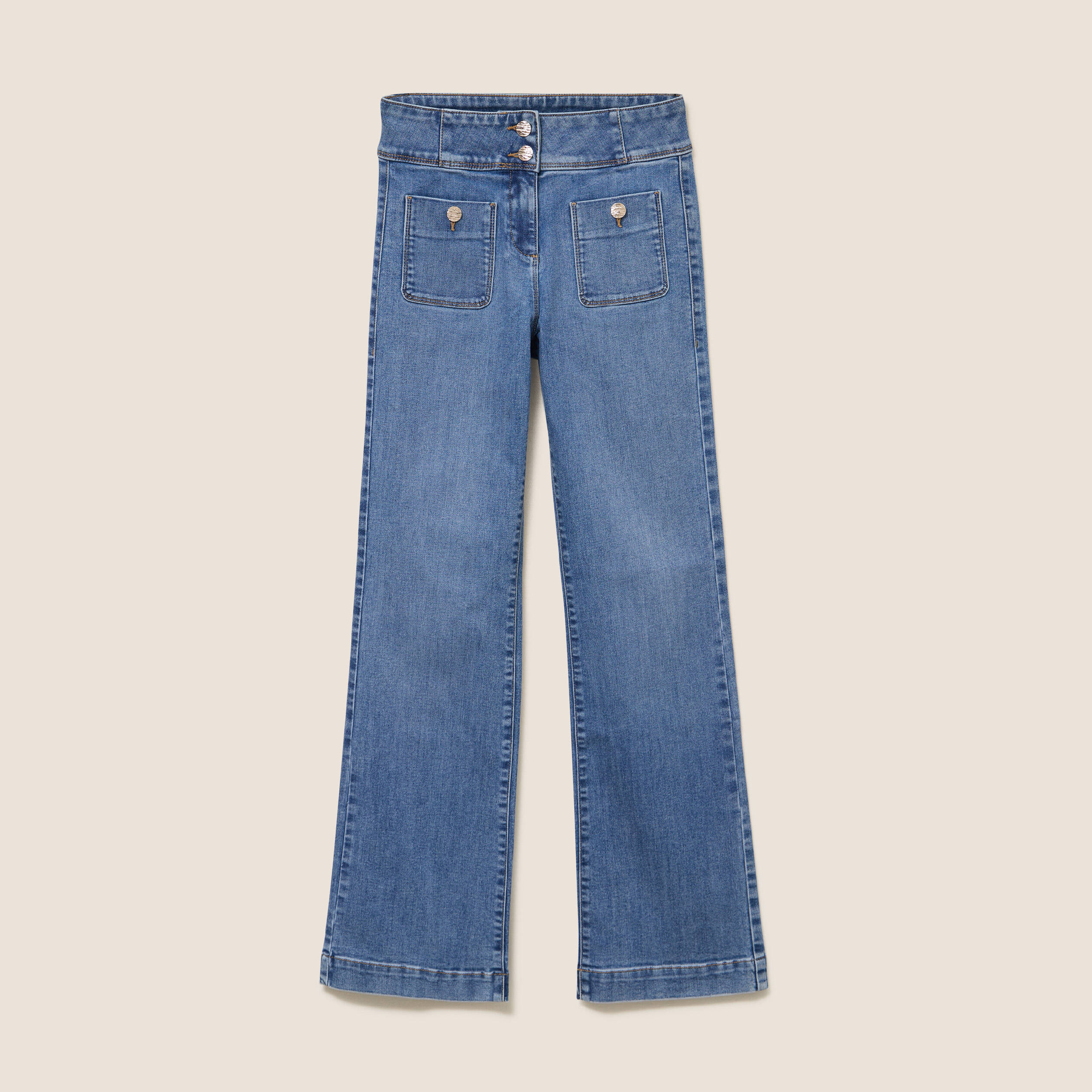 Jean coupe bootcut taille haute denim double stone femme