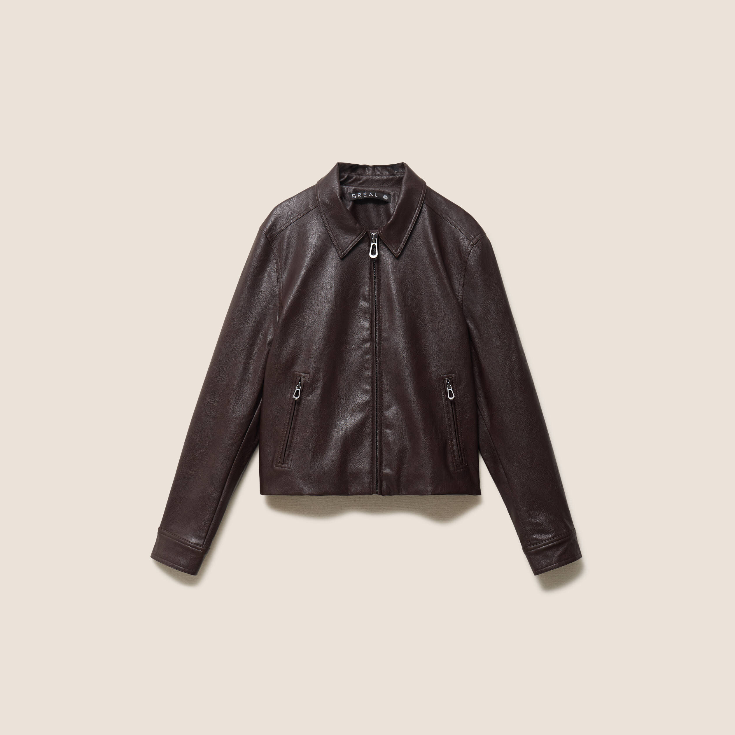 Veste doubl&eacute;e marron fonc&eacute; femme