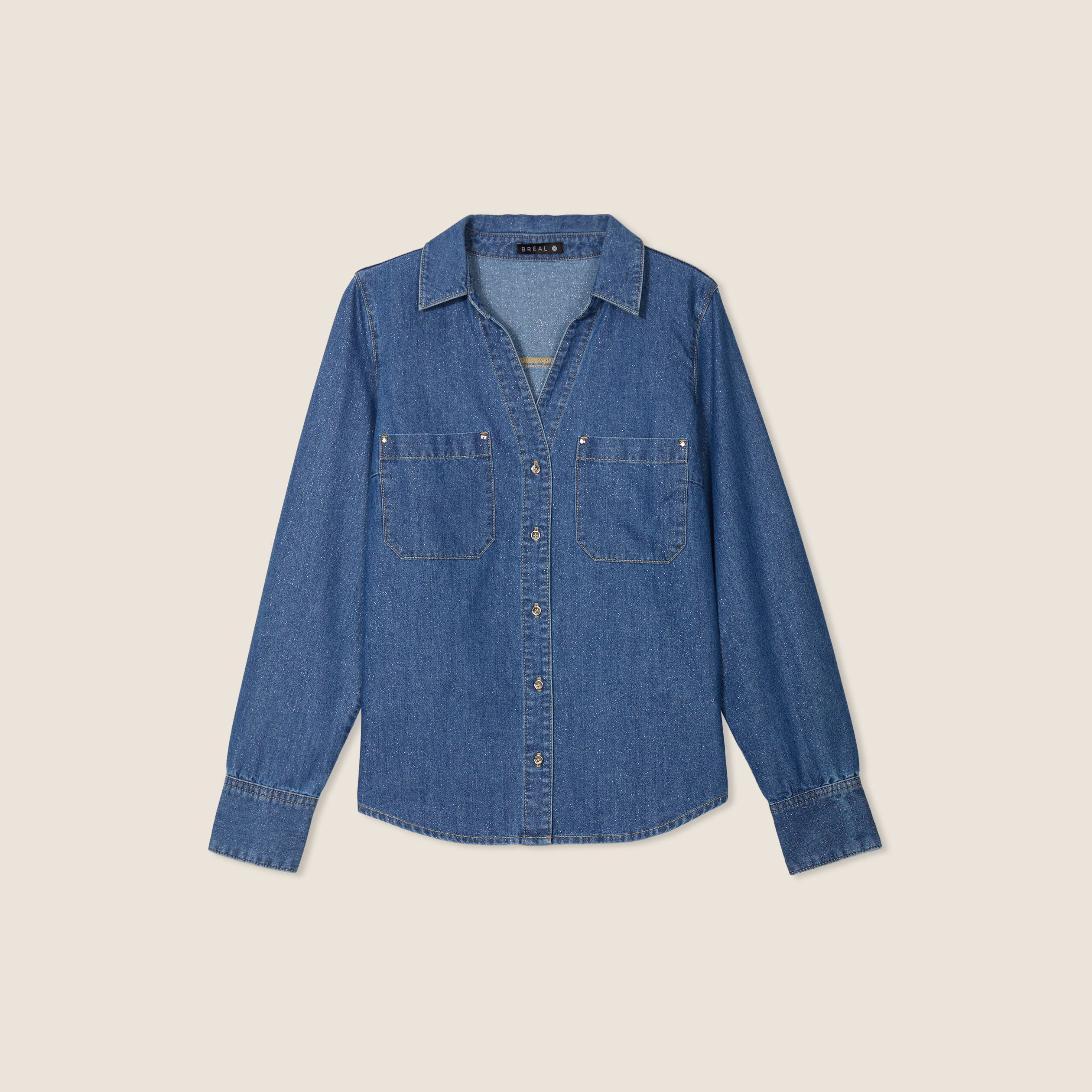 chemise manches longues jean denim stone femme Chemise manches longues jean denim stone femme