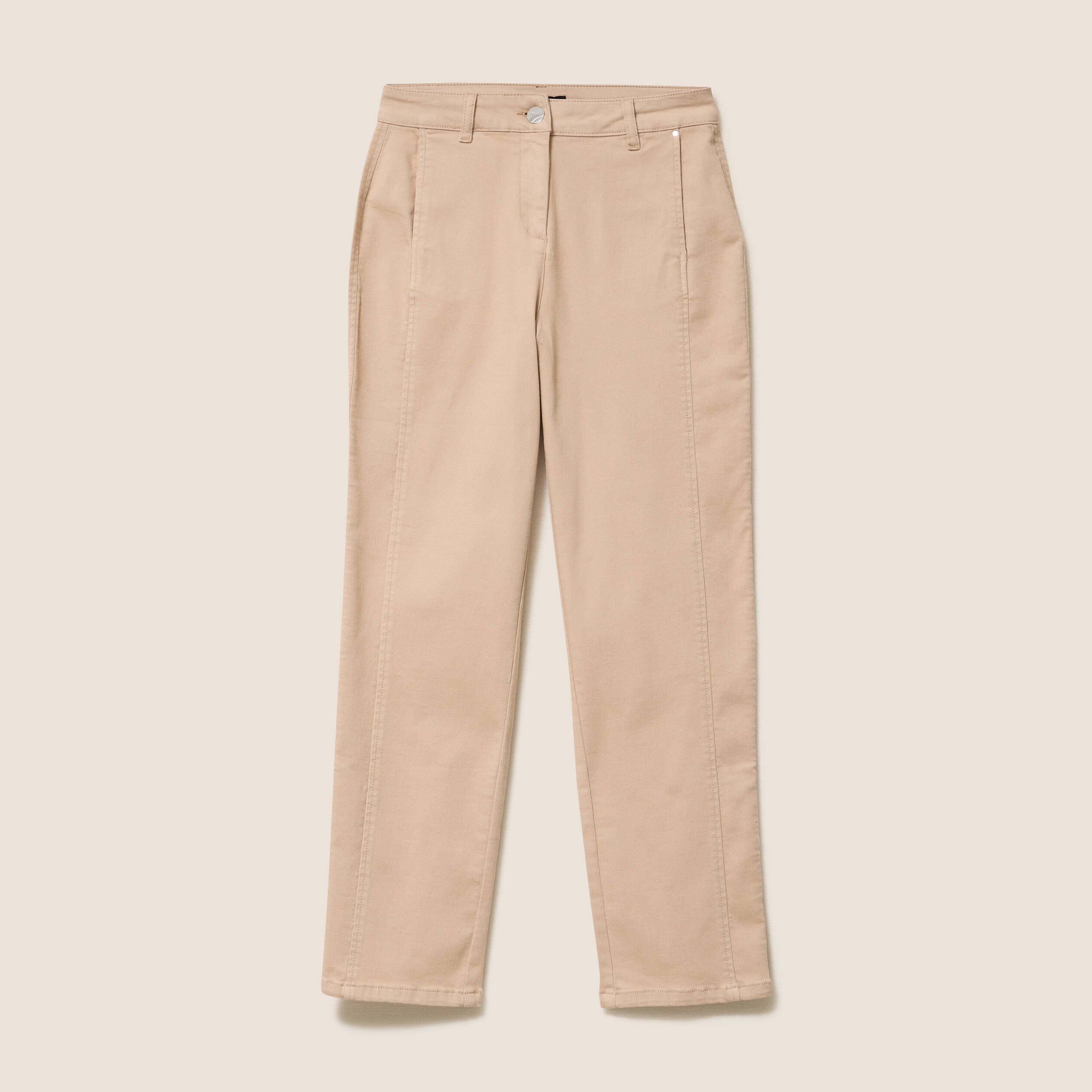 Pantalon boyfriend taille haute sable femme