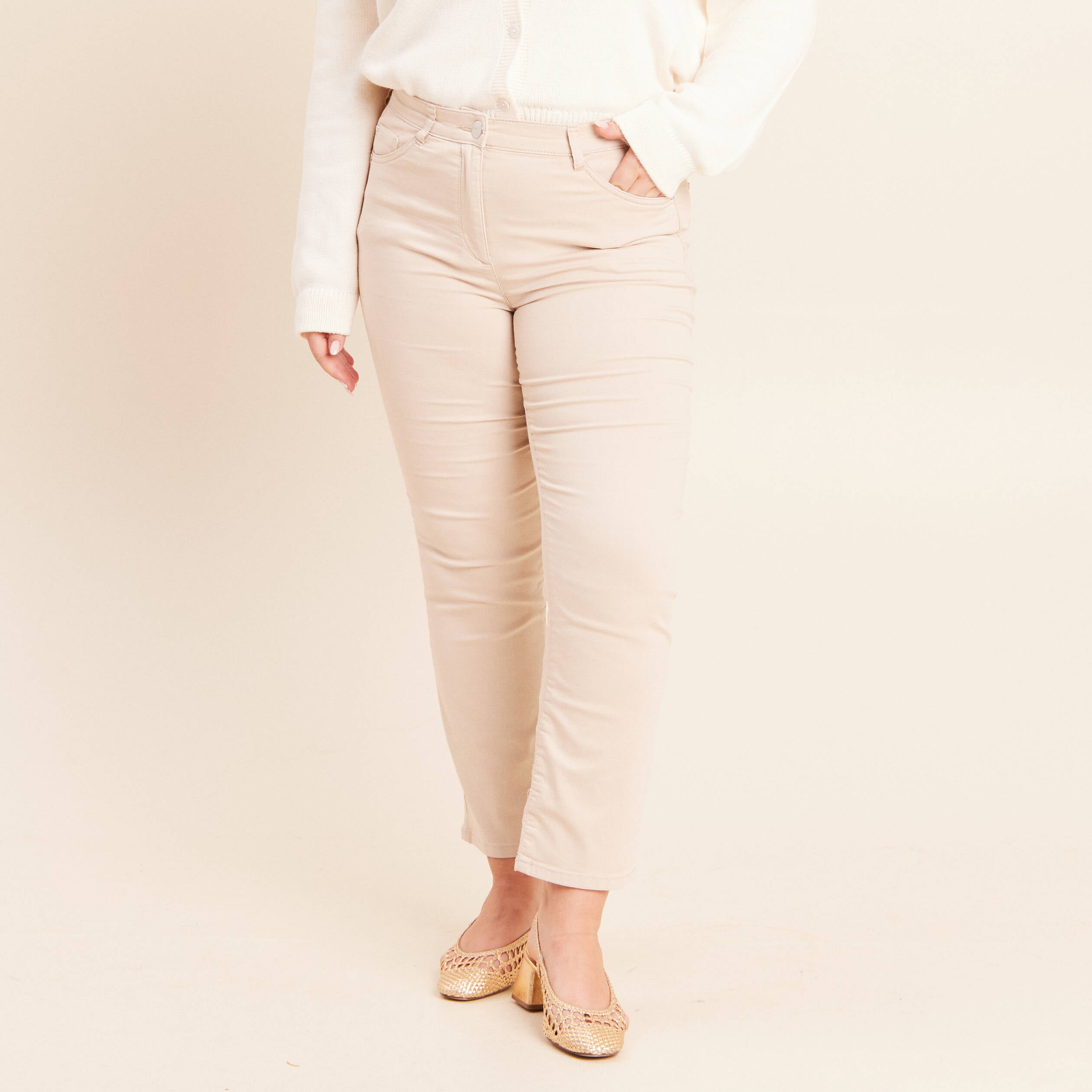Pantalon magique Le L&eacute;ger coupe droite sable femme