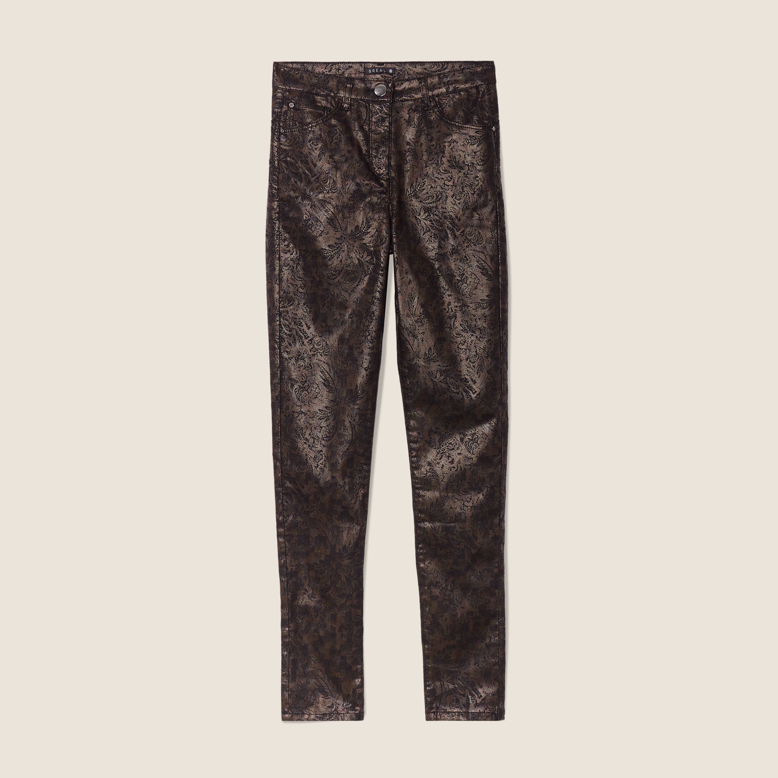 pantalon ajuste couleur bronze femme Pantalon ajusté couleur bronze femme