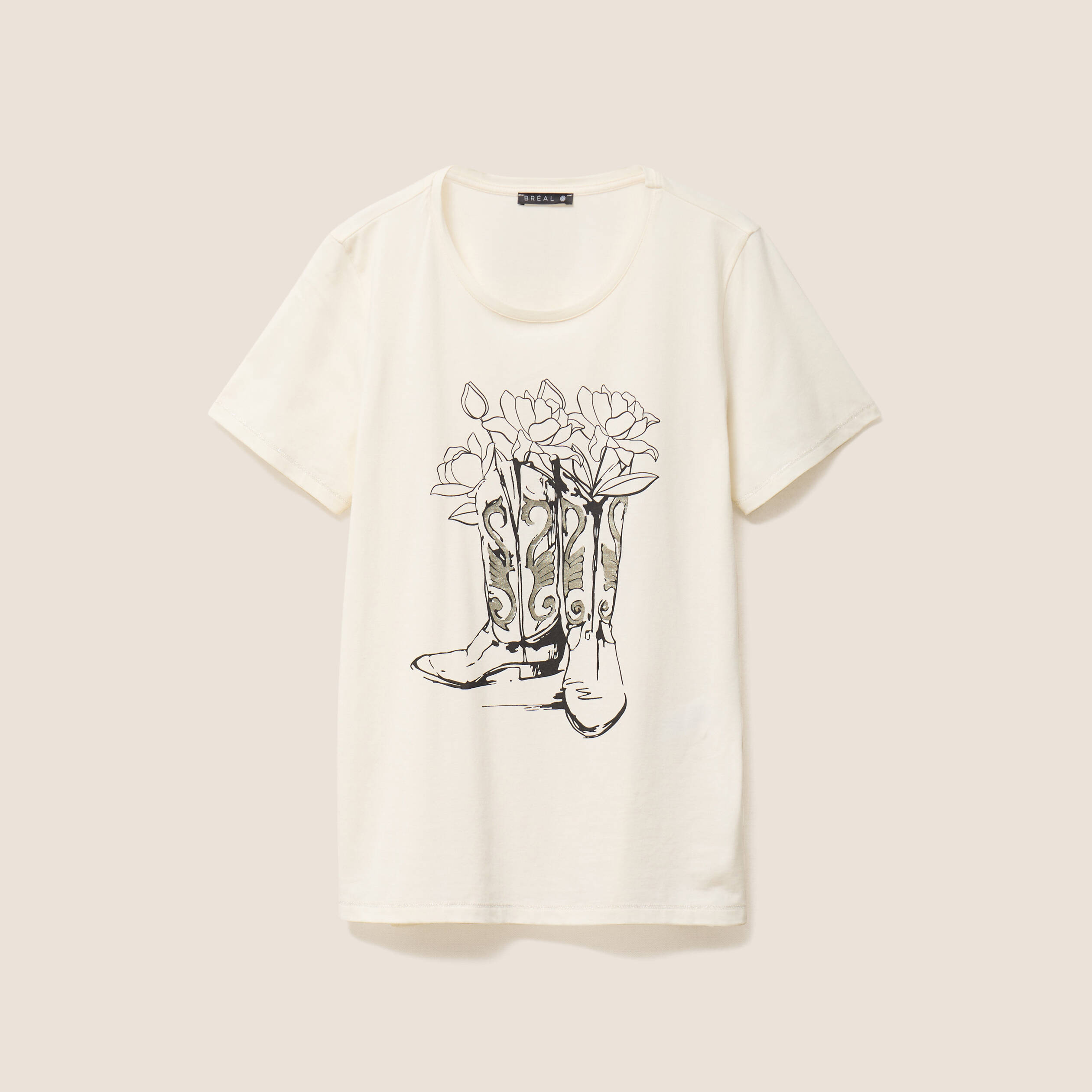 t shirt cintre court manches courtes ecru femme T-shirt cintré court manches courtes ecru femme
