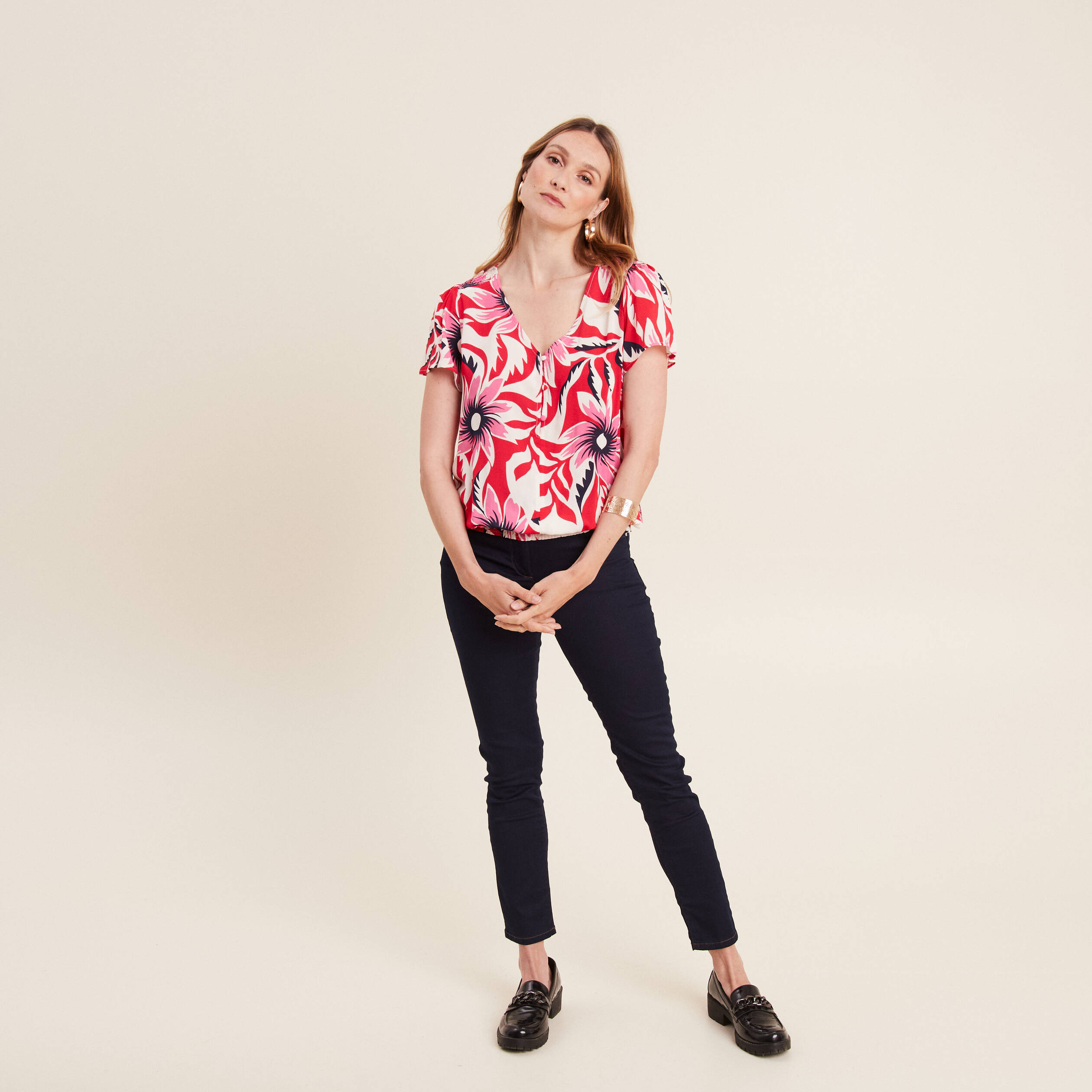blouse manches courtes rouge femme Blouse manches courtes rouge femme