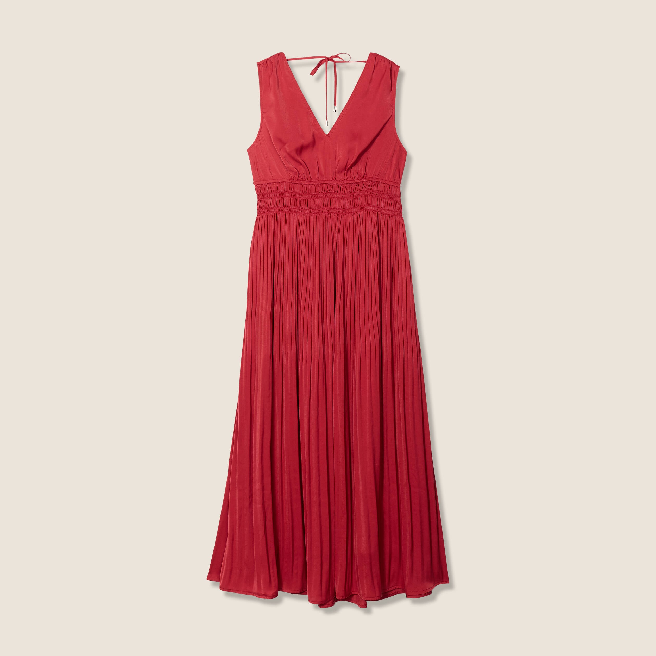 Robe longue empire satin bordeaux femme