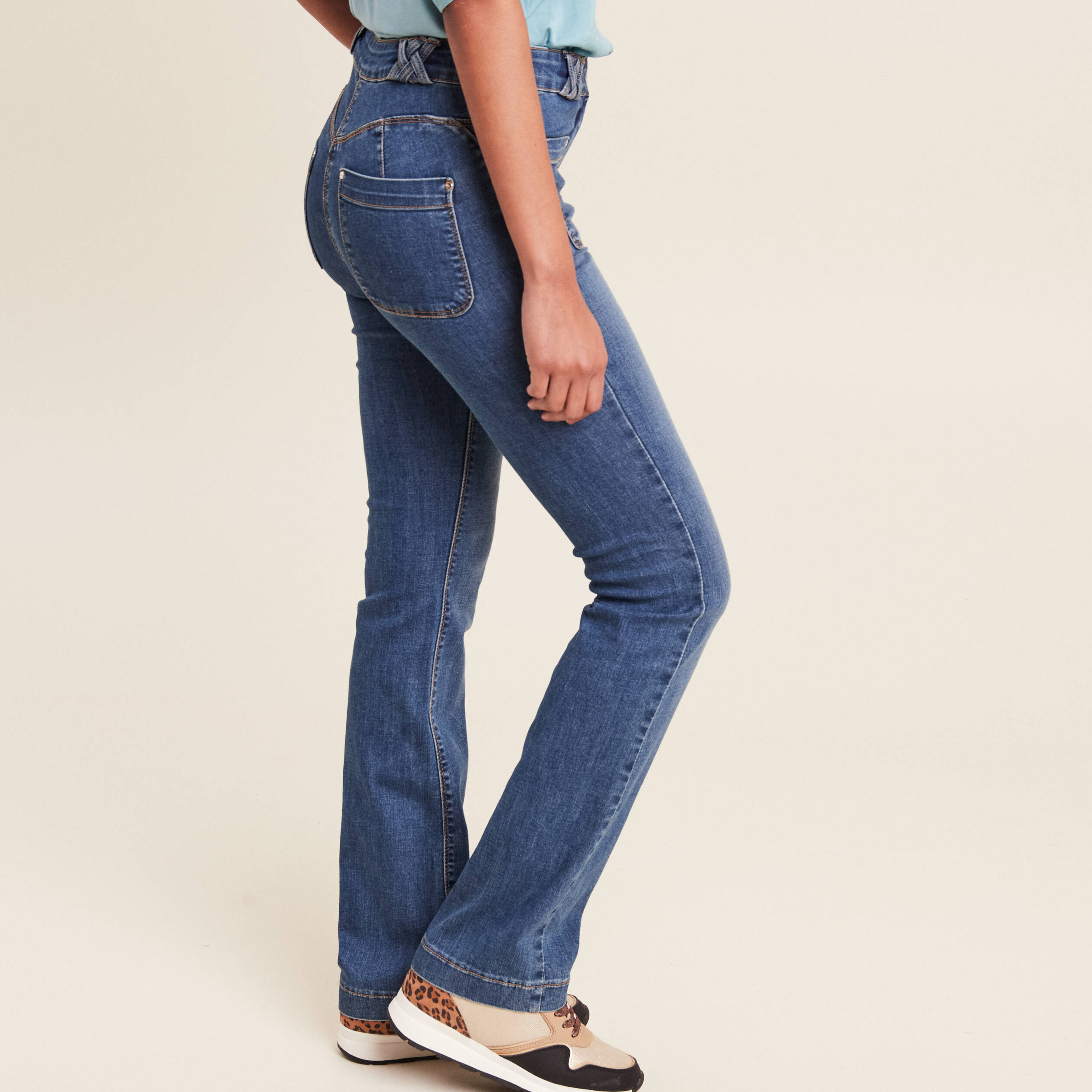 Jean bootcut taille standard denim stone femme