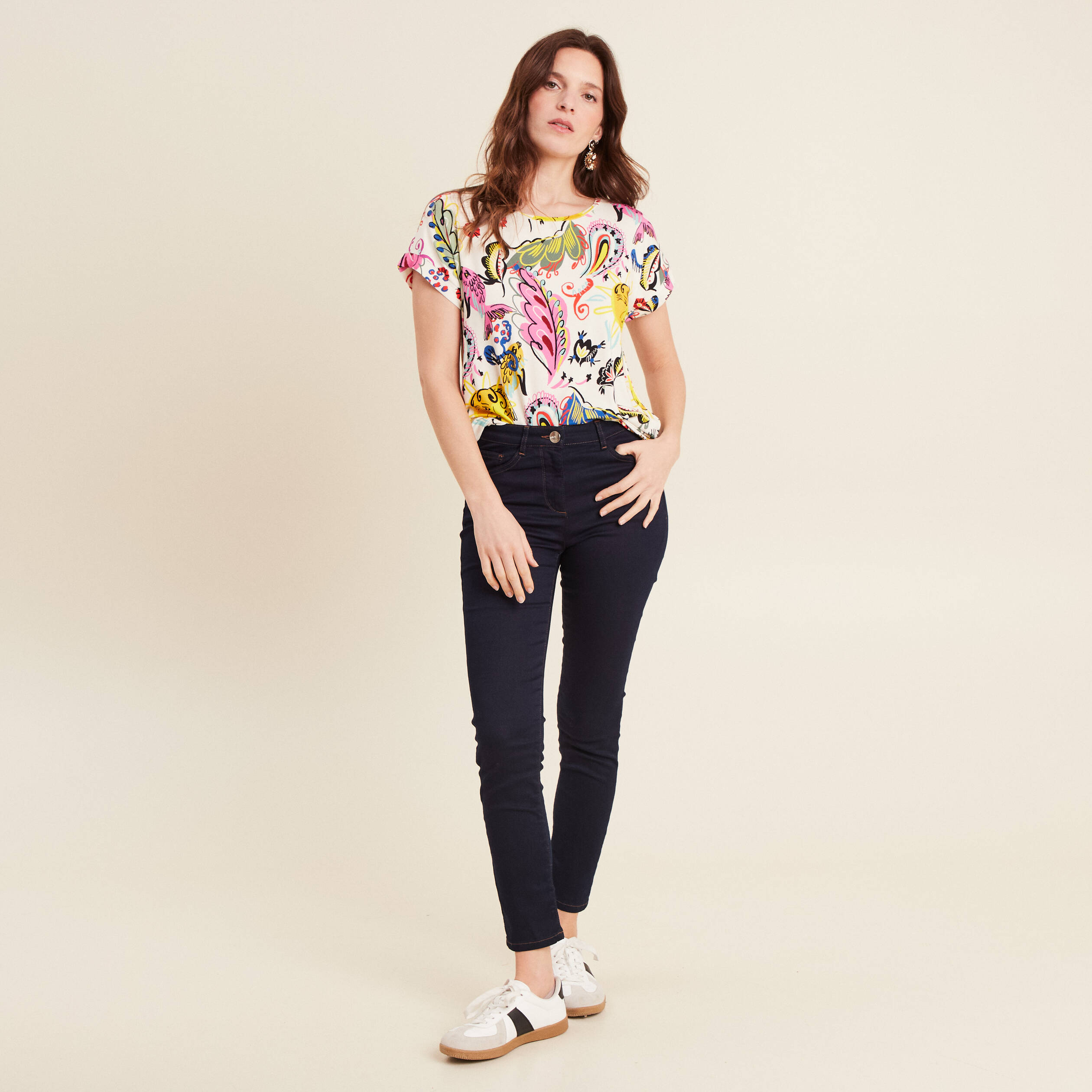 t shirt manches courtes multicolore femme T-shirt manches courtes multicolore femme