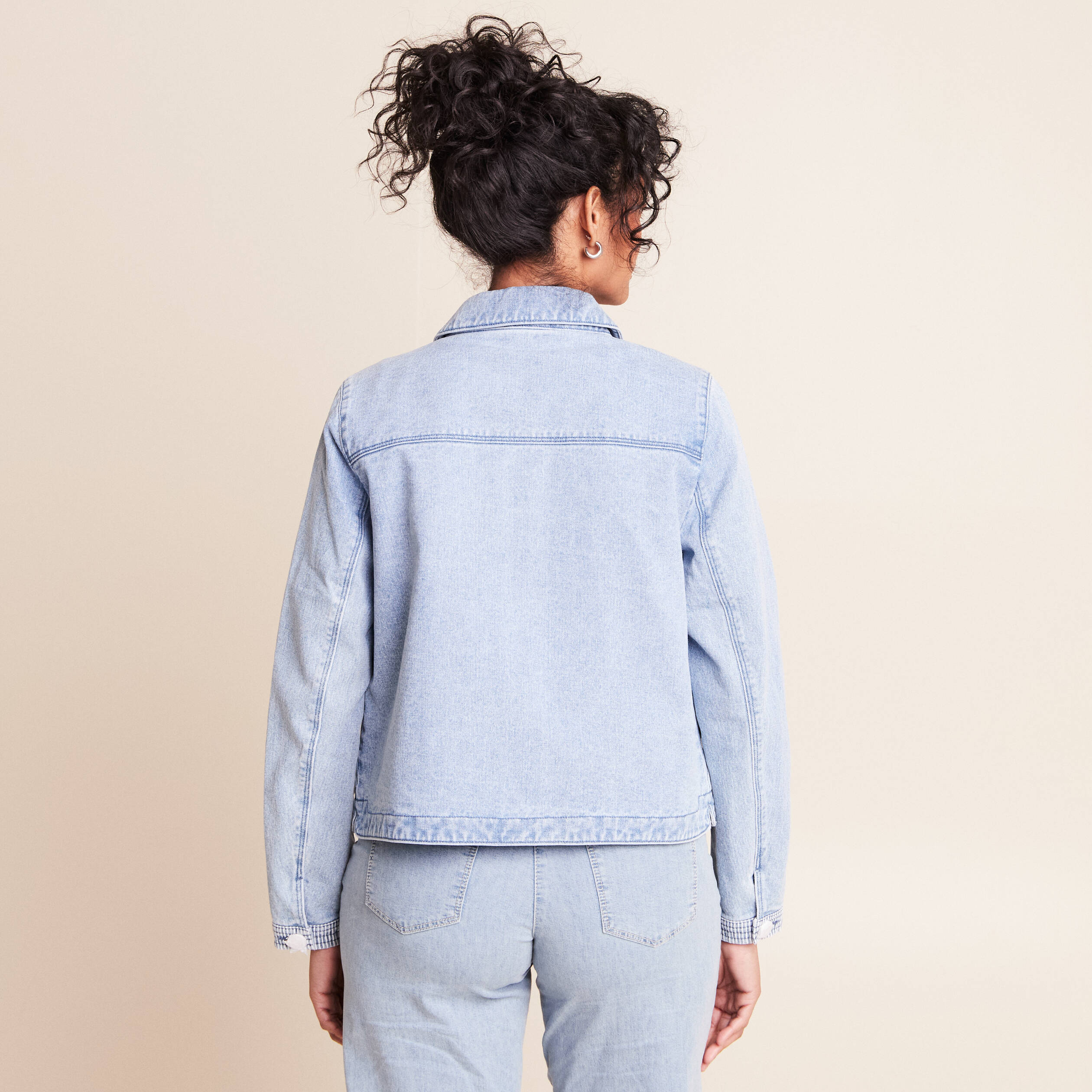 Veste manches longues en jean denim baby bleu femme