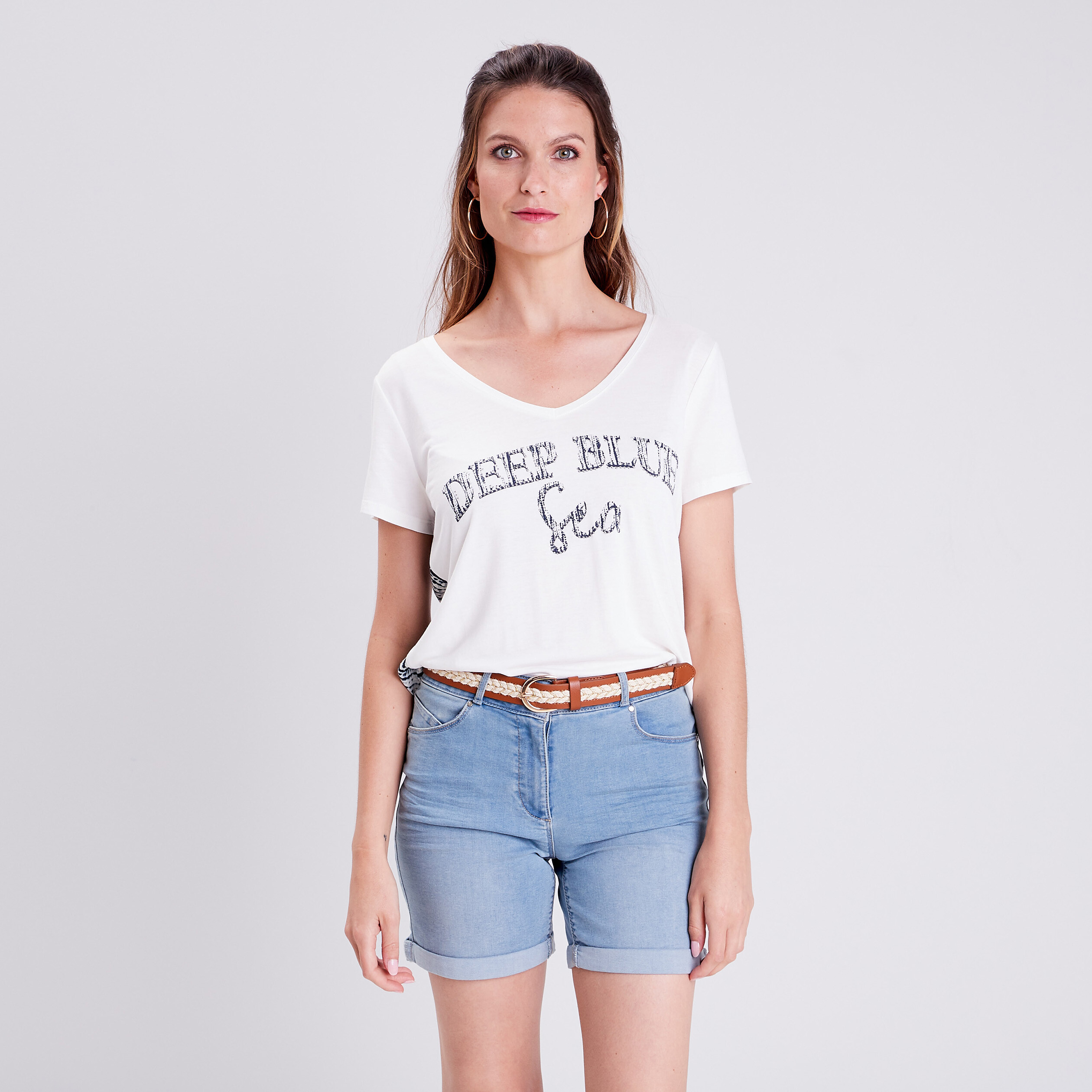 t shirt manches courtes ecru femme T-shirt manches courtes ecru femme