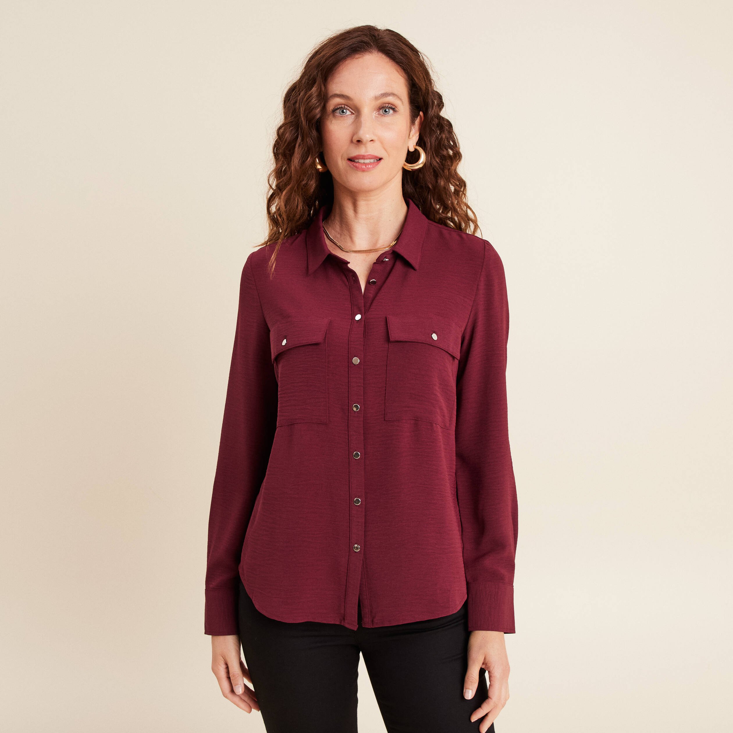 chemise manches longues bordeaux femme Chemise manches longues bordeaux femme