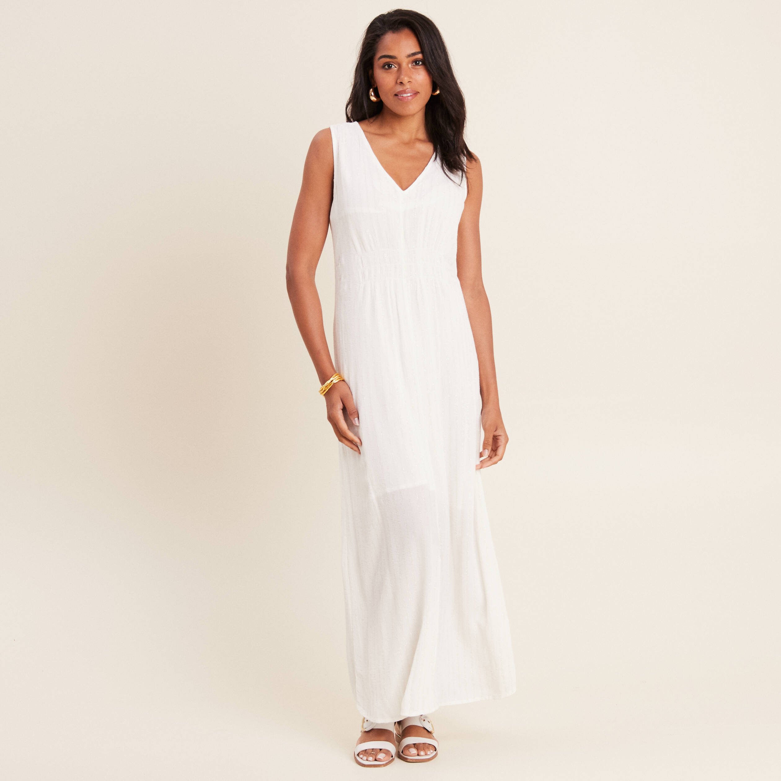robe longue evasee ecru femme Robe longue évasée ecru femme