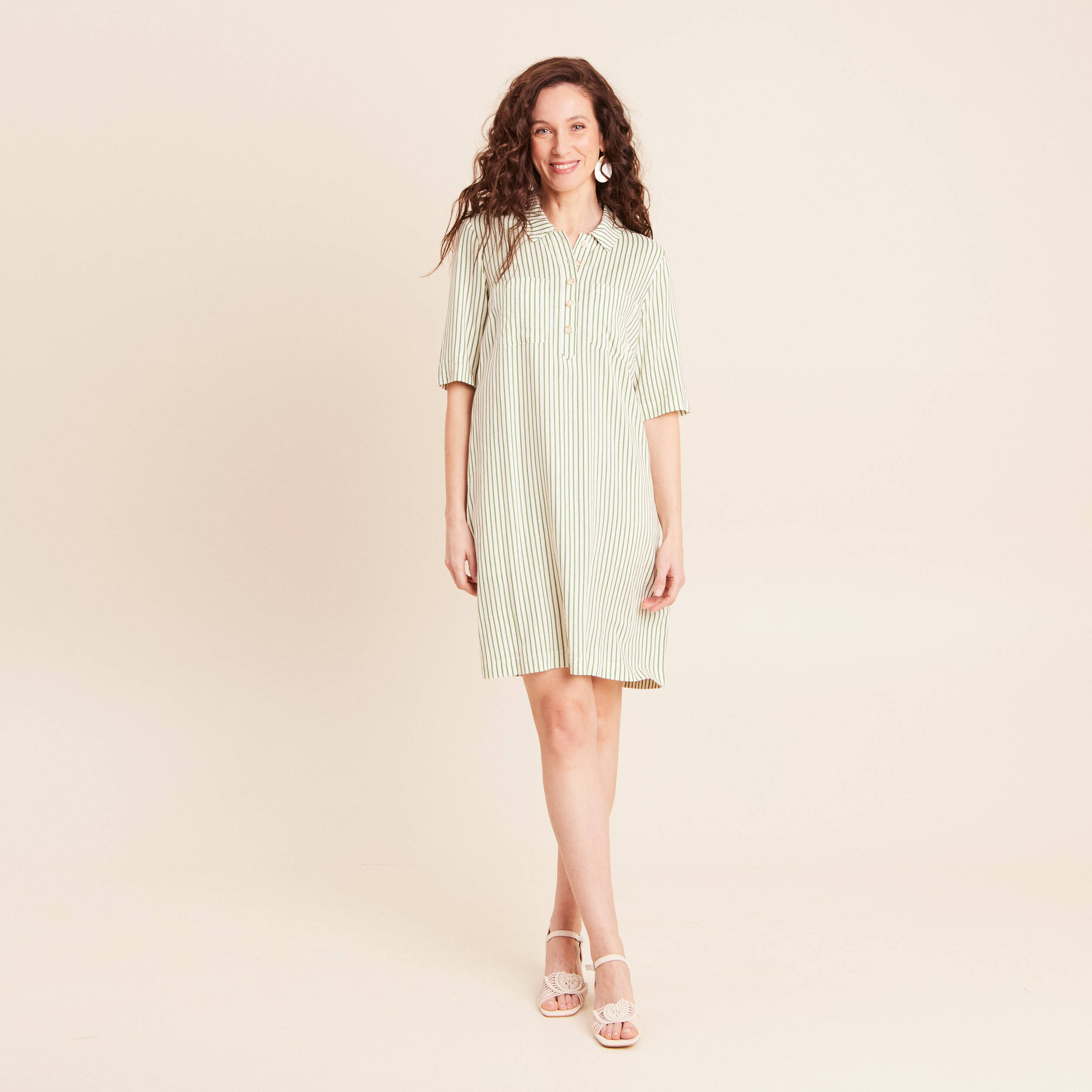Robe droite courte manches courtes blanc femme