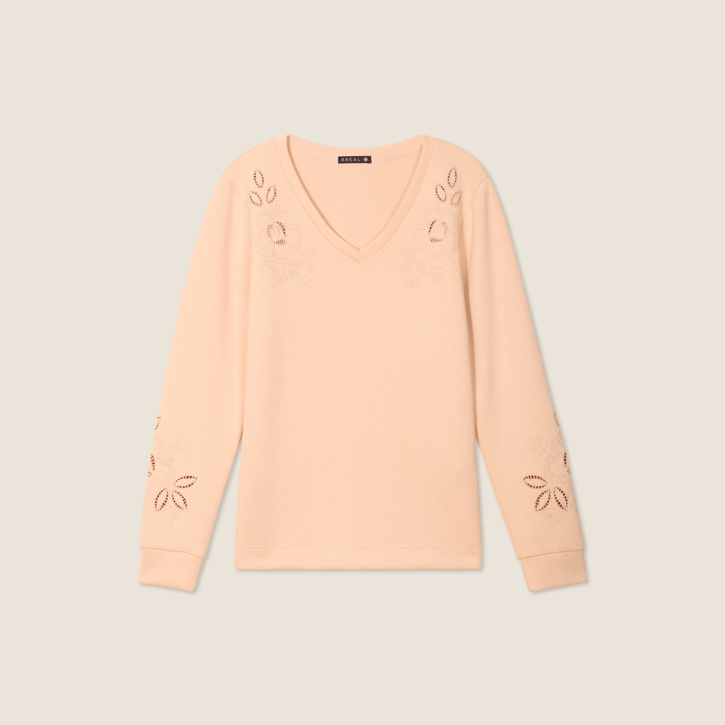 Sweat manches longues beige femme