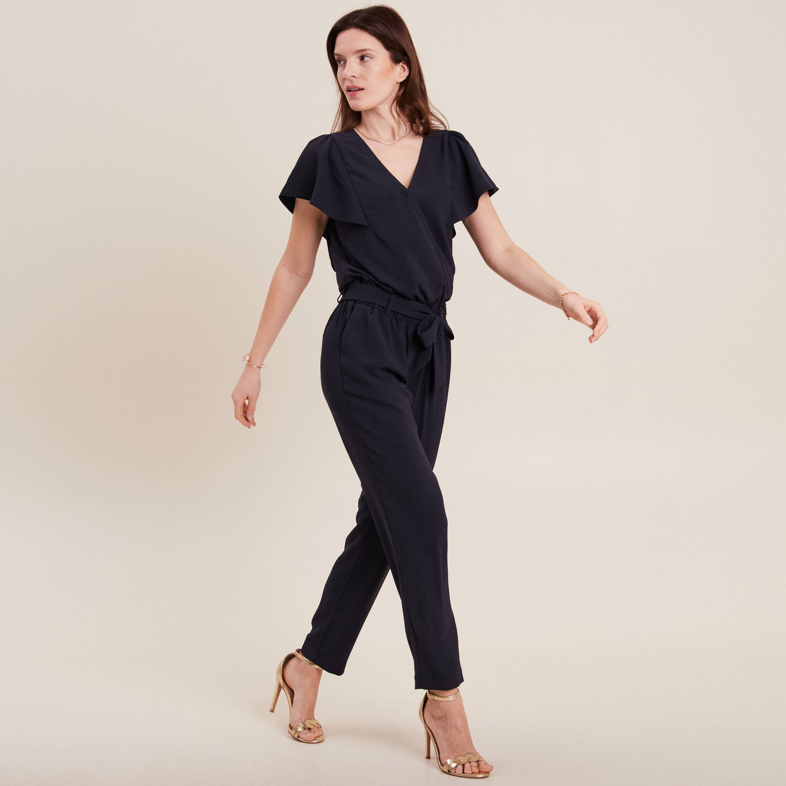 combinaison pantalon droite bleu fonce femme Combinaison pantalon droite bleu foncé femme