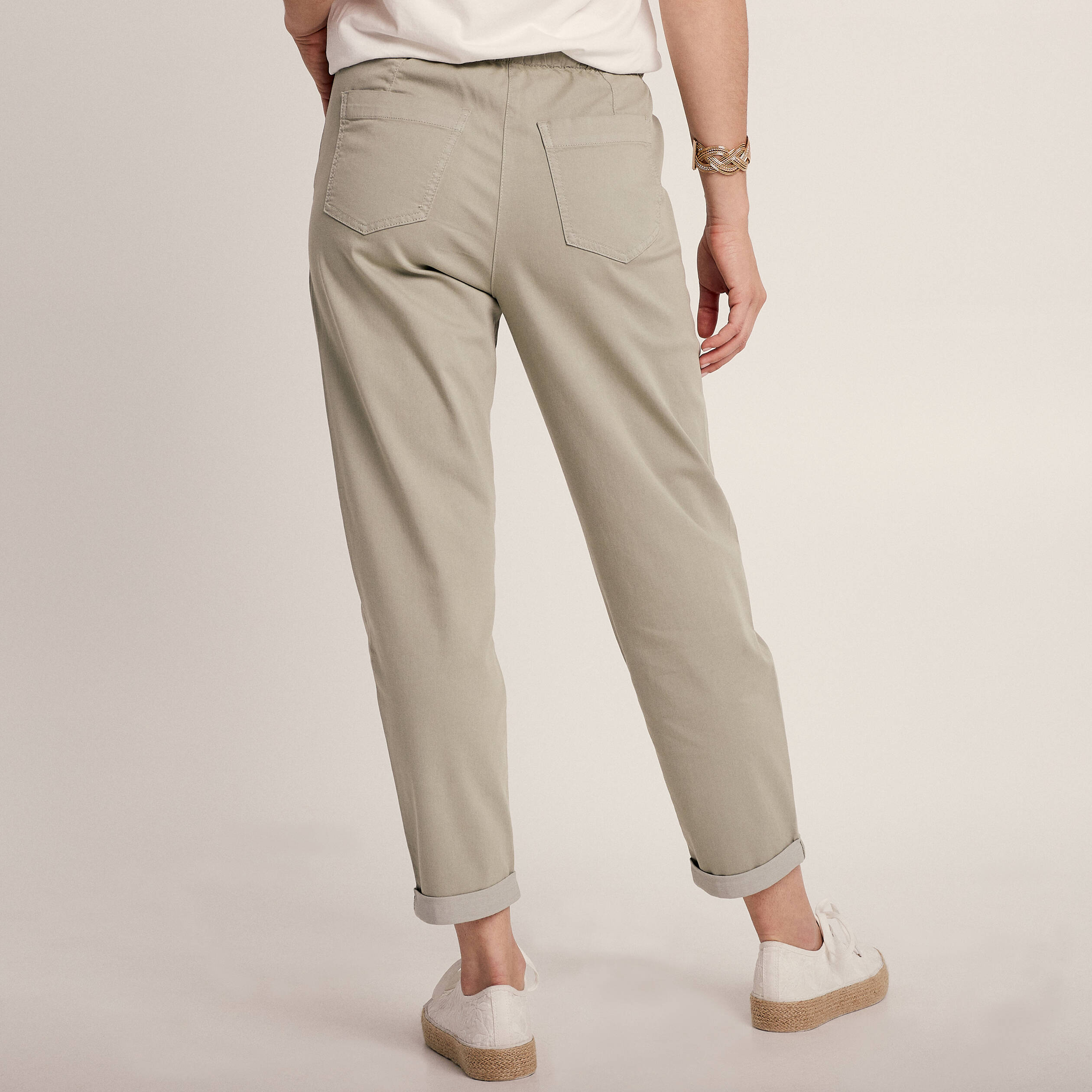 Pantalon flou à coulisse vert clair femme