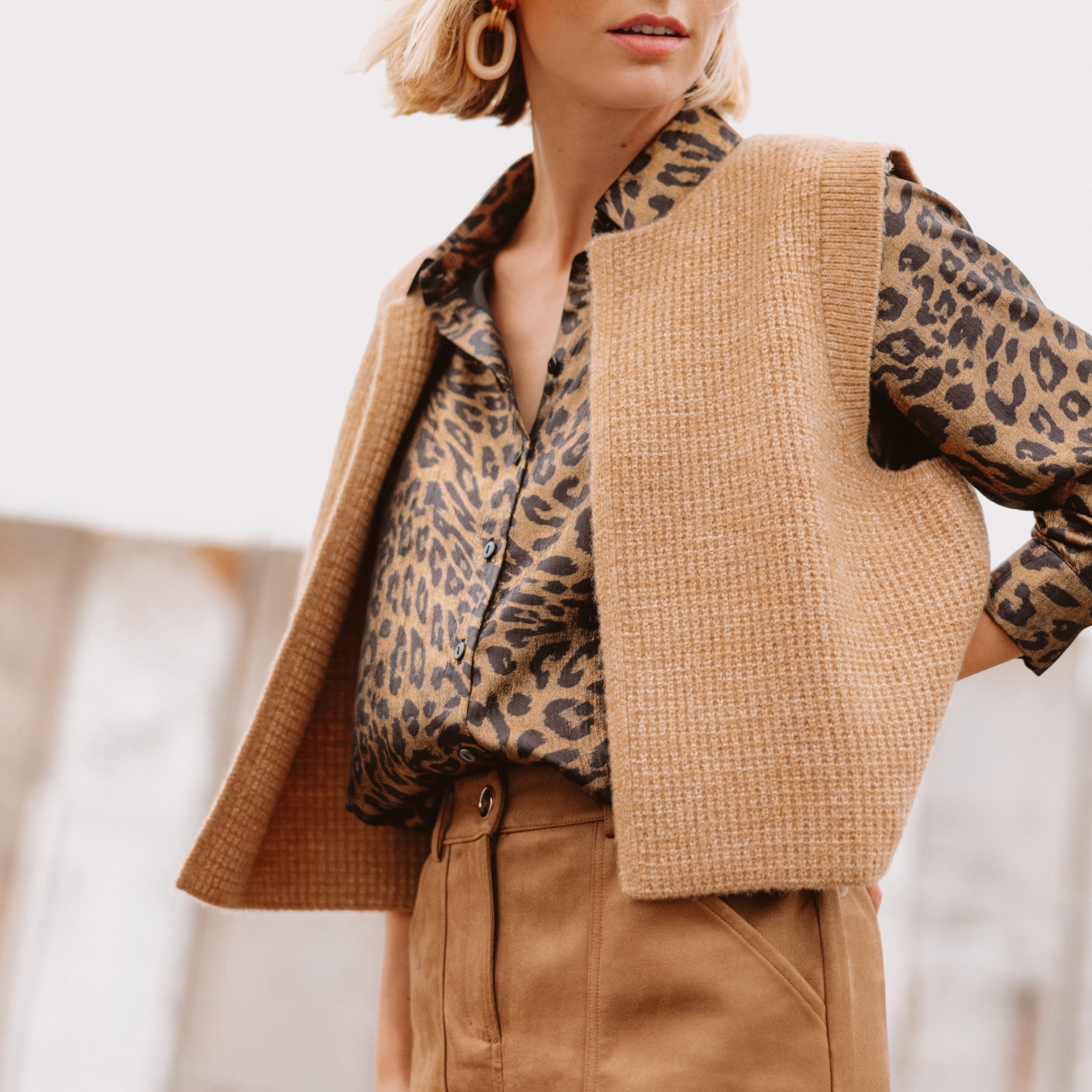 Gilet sans manches marron femme