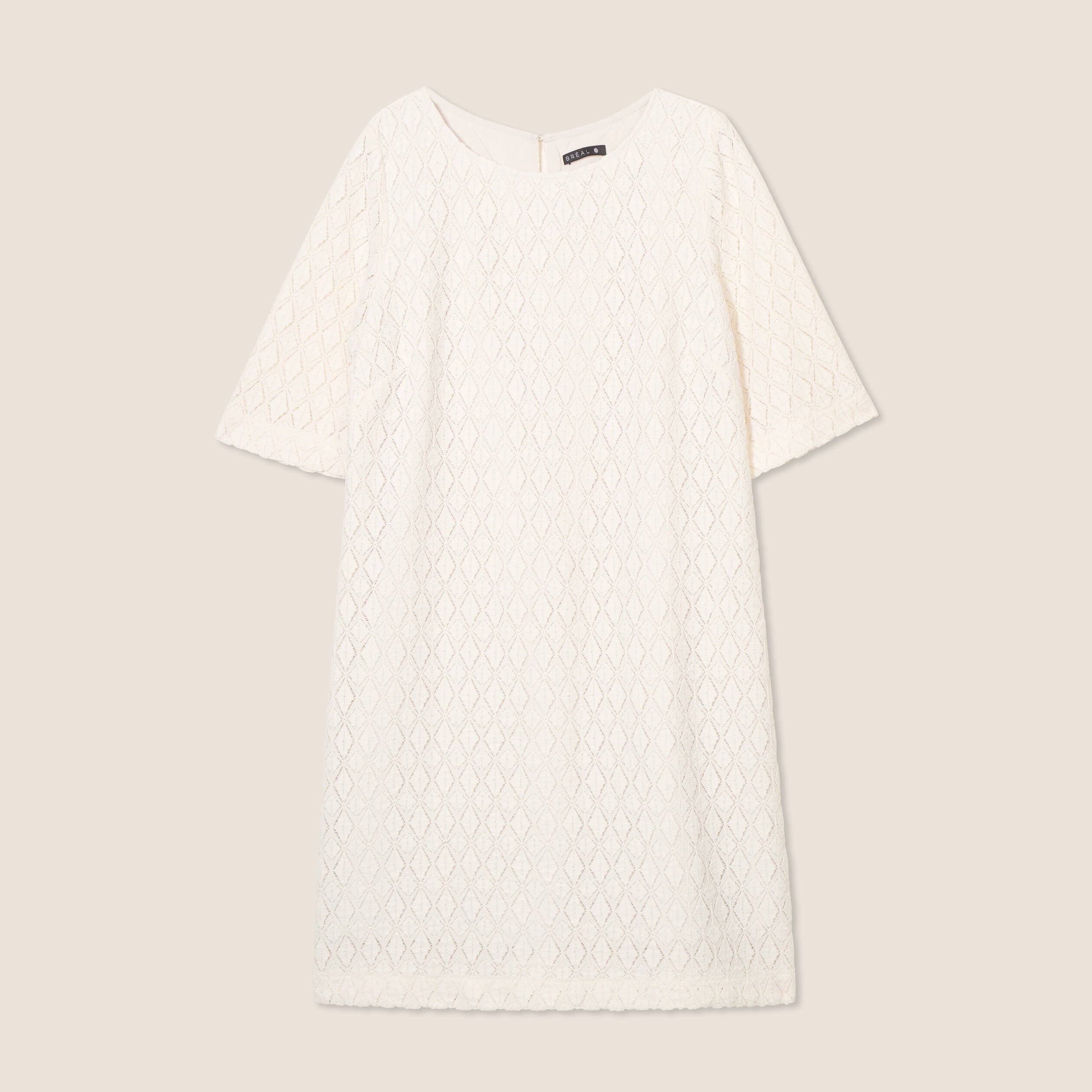 Robe droite dentelle ecru femme