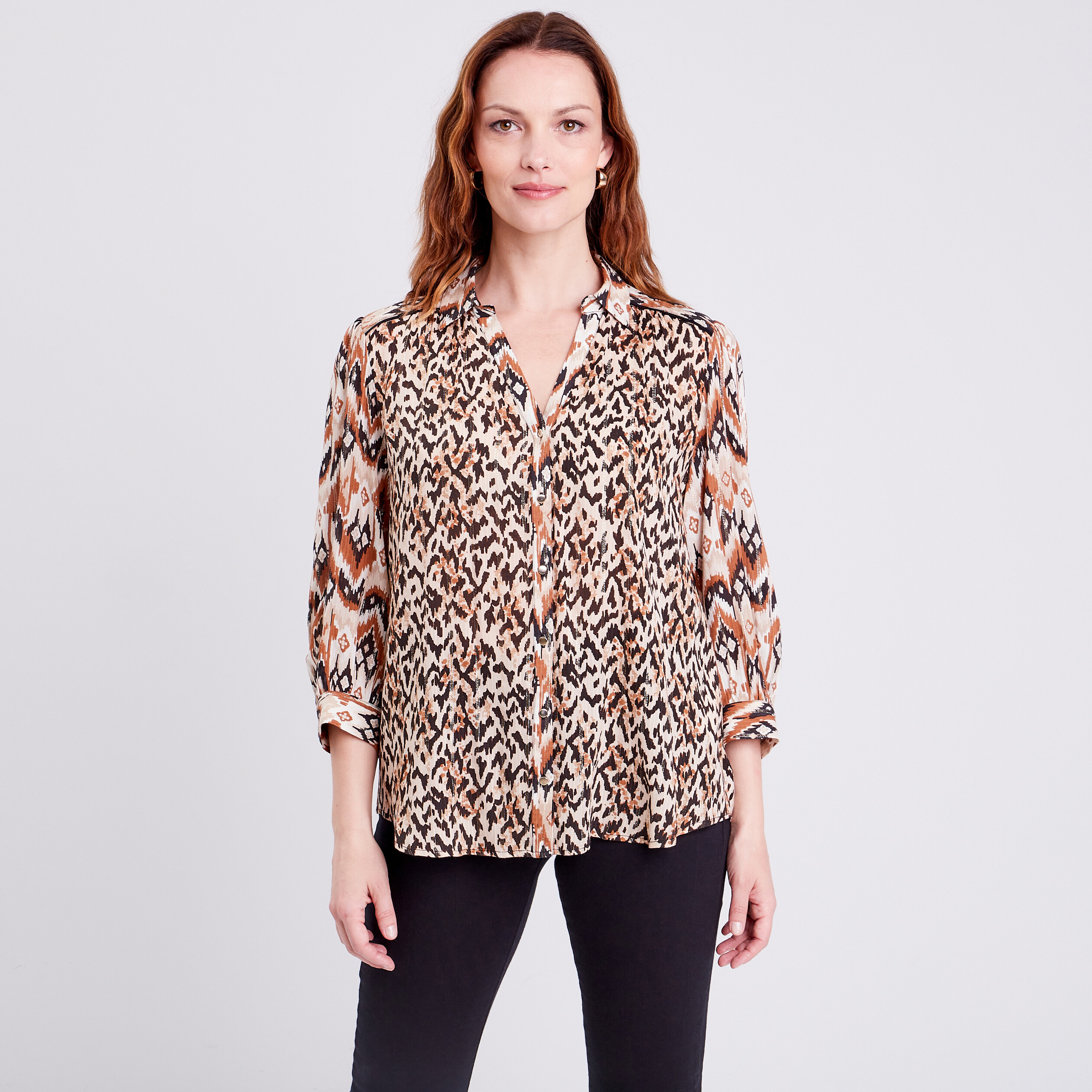 chemise manches longues beige femme Chemise manches longues beige femme