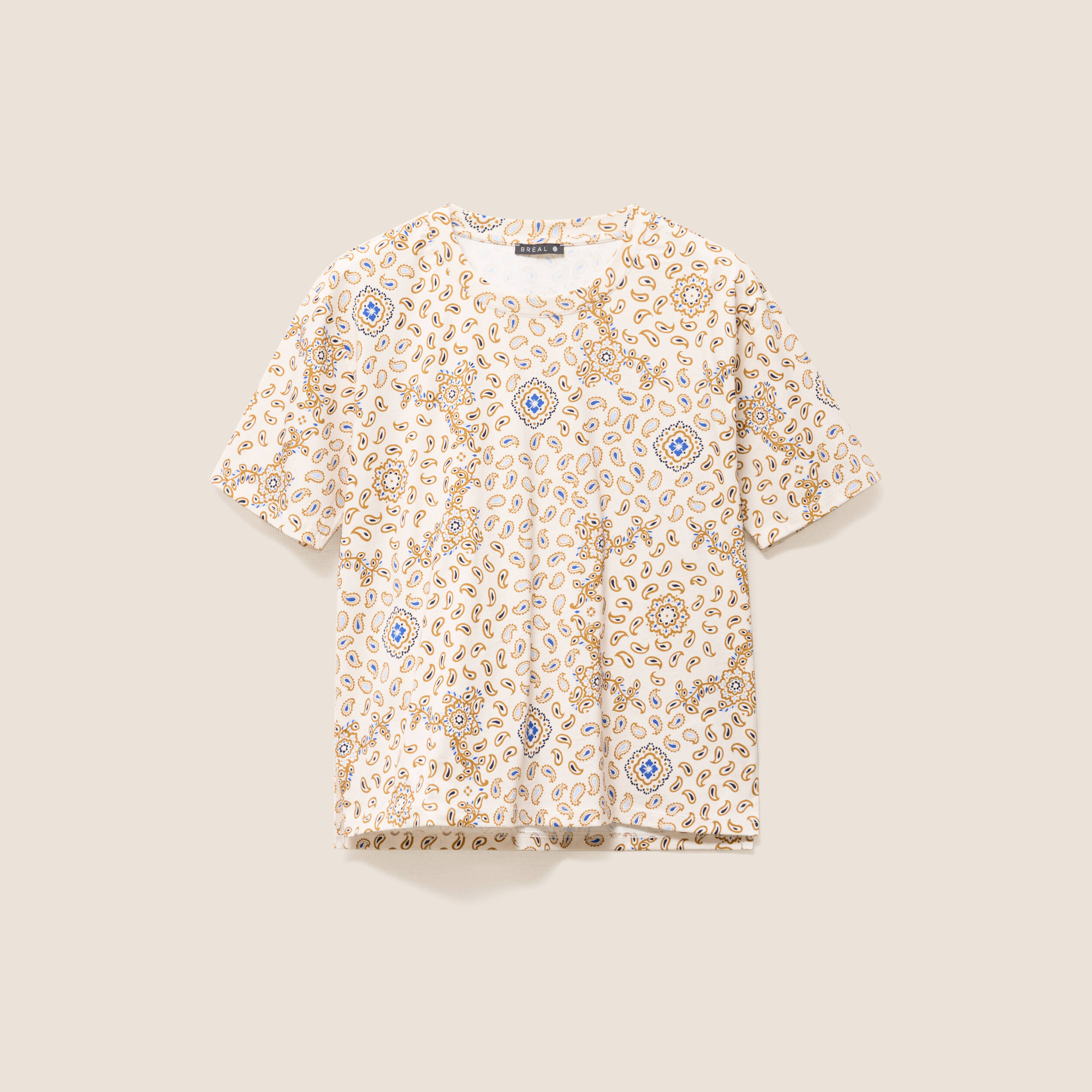 T-shirt droit col rond manches courtes blanc femme