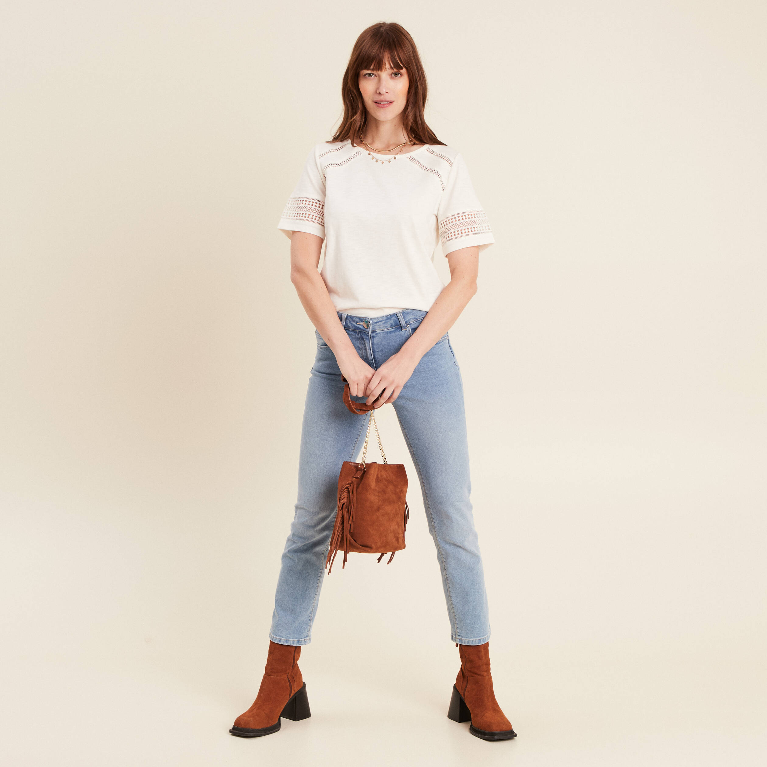 t shirt manches courtes ecru femme T-shirt manches courtes ecru femme