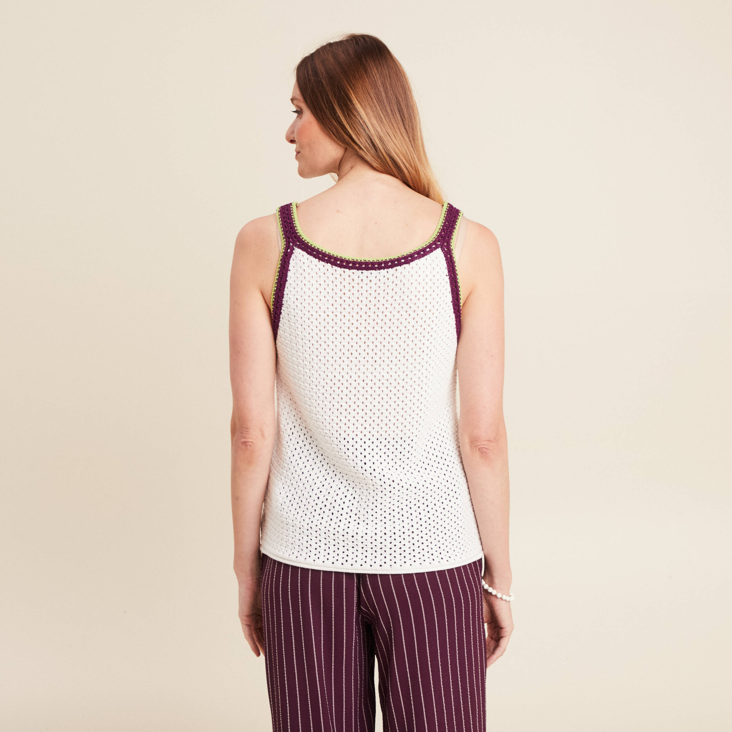 debardeur col rond a fines bretelles ecru femme Débardeur col rond à fines bretelles ecru femme