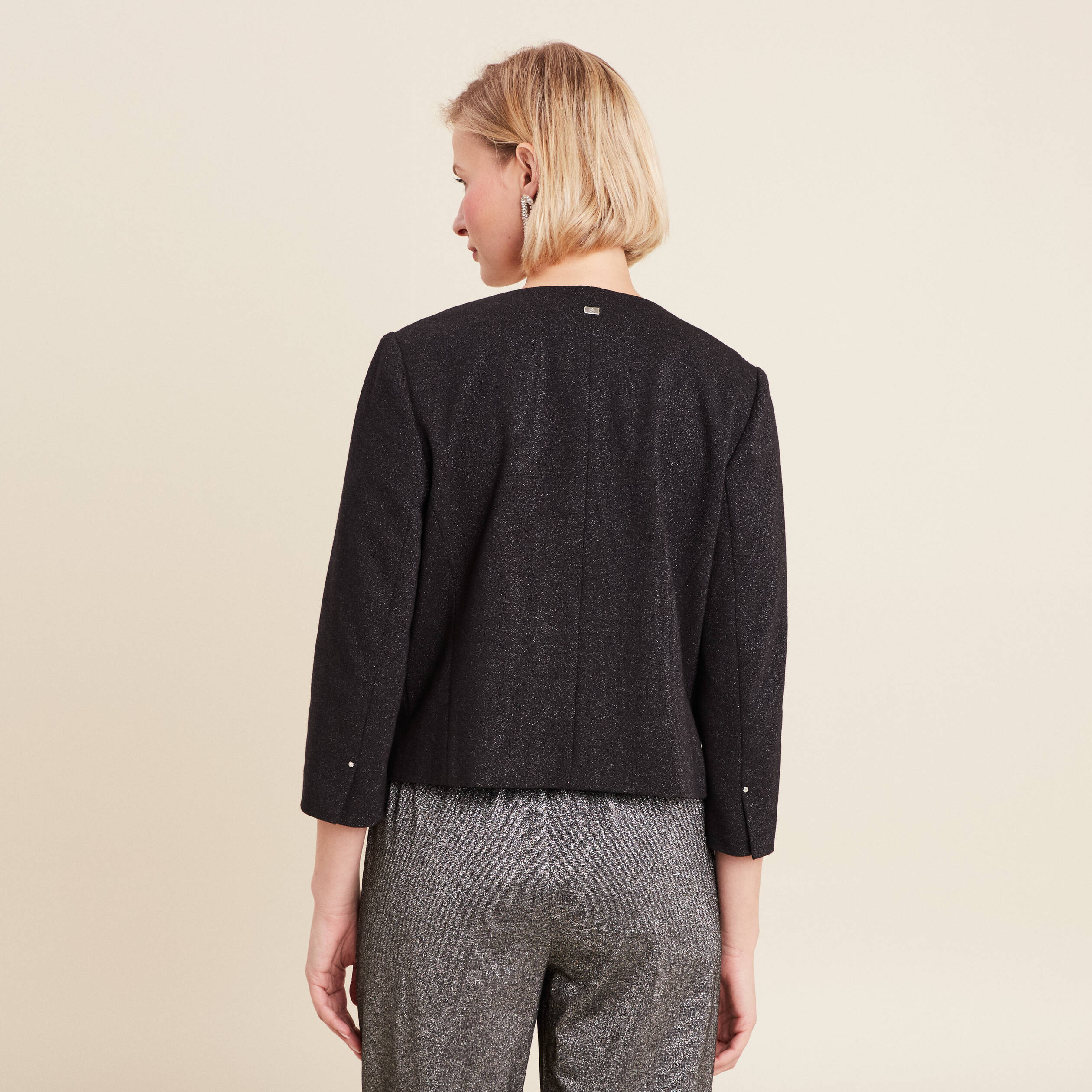 bolero cintre fils metallises noir femme Boléro cintré fils métallisés noir femme
