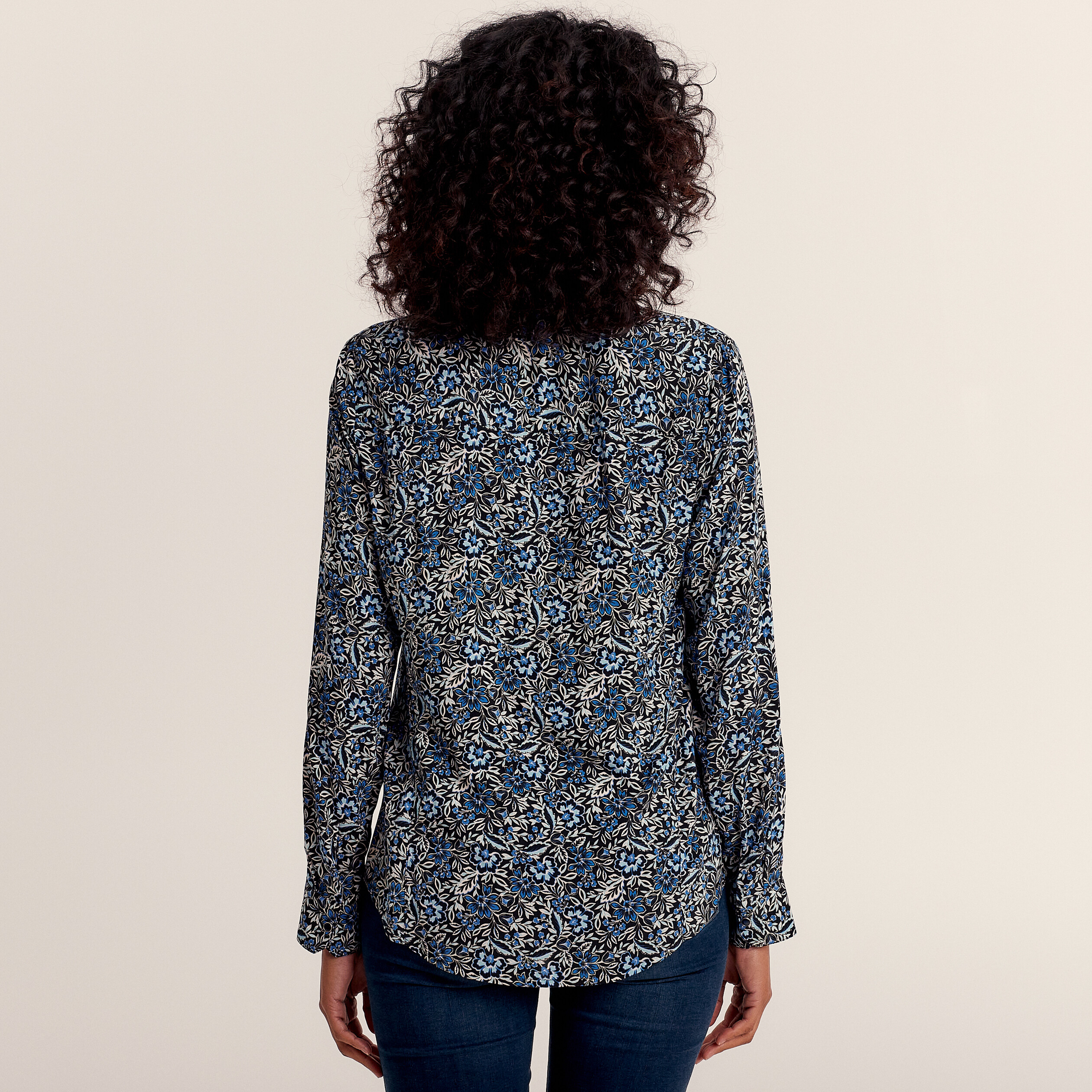 Chemise manches longues bleu femme