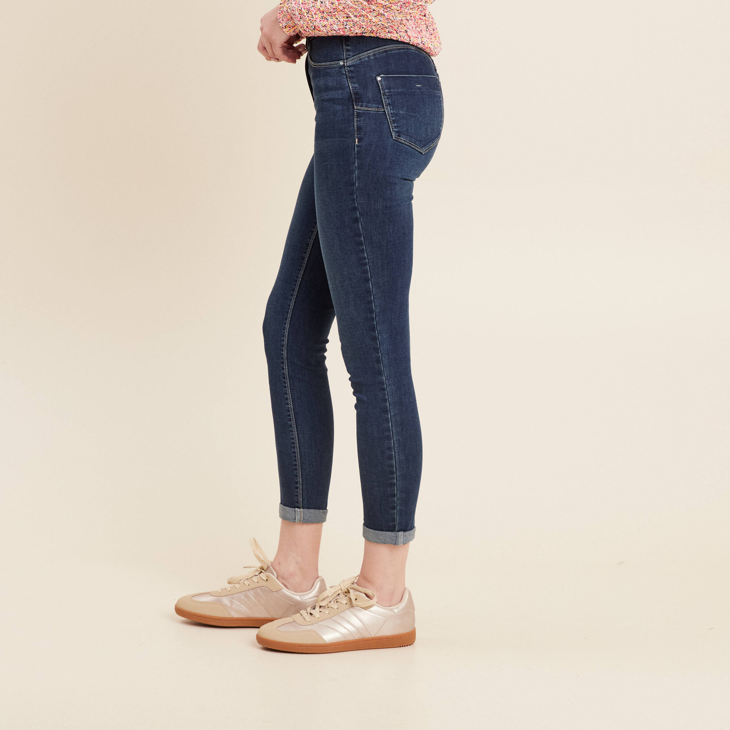 jeans ajuste taille standard 78eme denim brut femme Jeans ajusté taille standard 7/8ème denim brut femme
