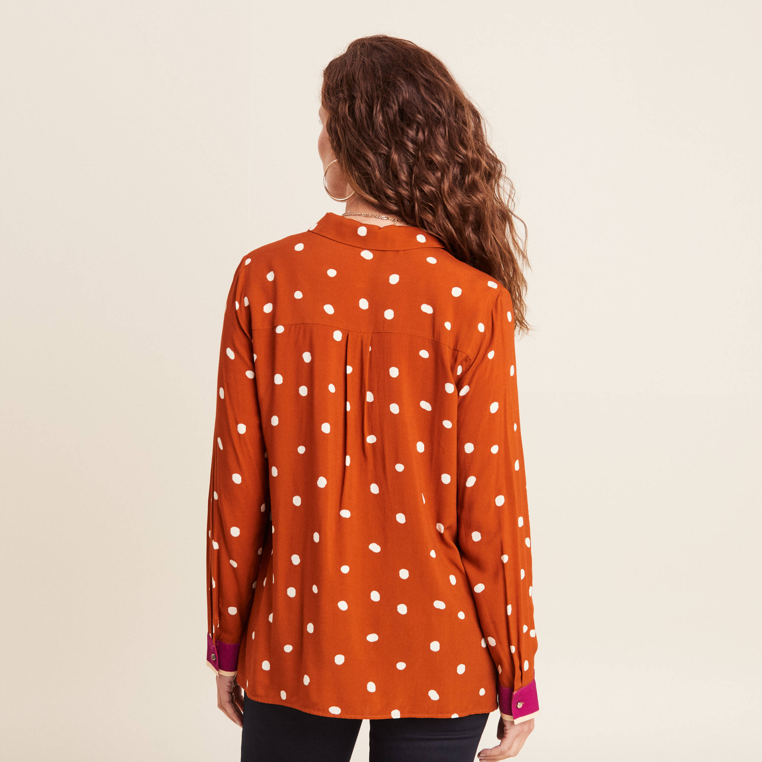 chemise manches longues marron cognac femme Chemise manches longues marron cognac femme