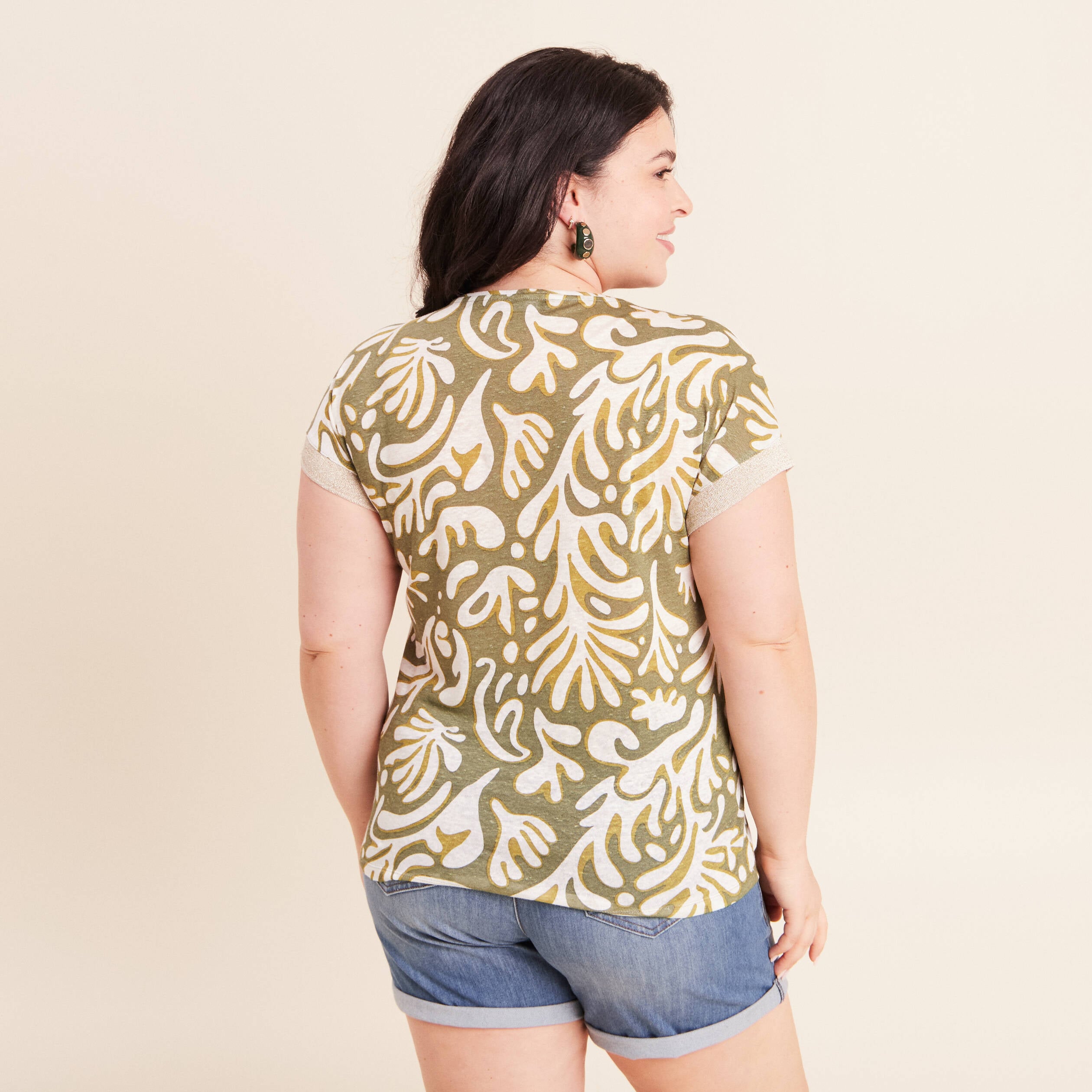 T-shirt manches courtes vert femme