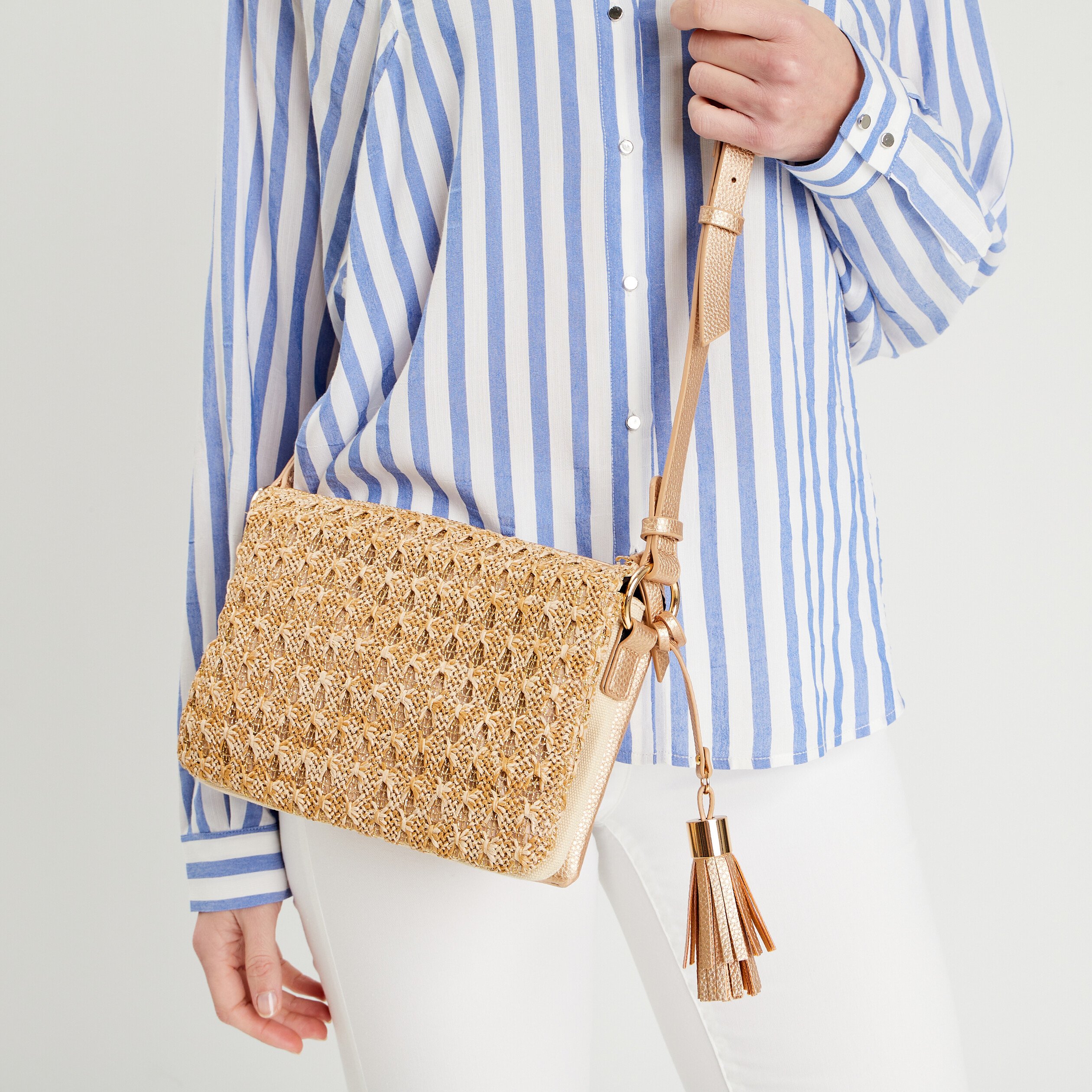 sac pochette tresse ecru femme Sac pochette tressé ecru femme