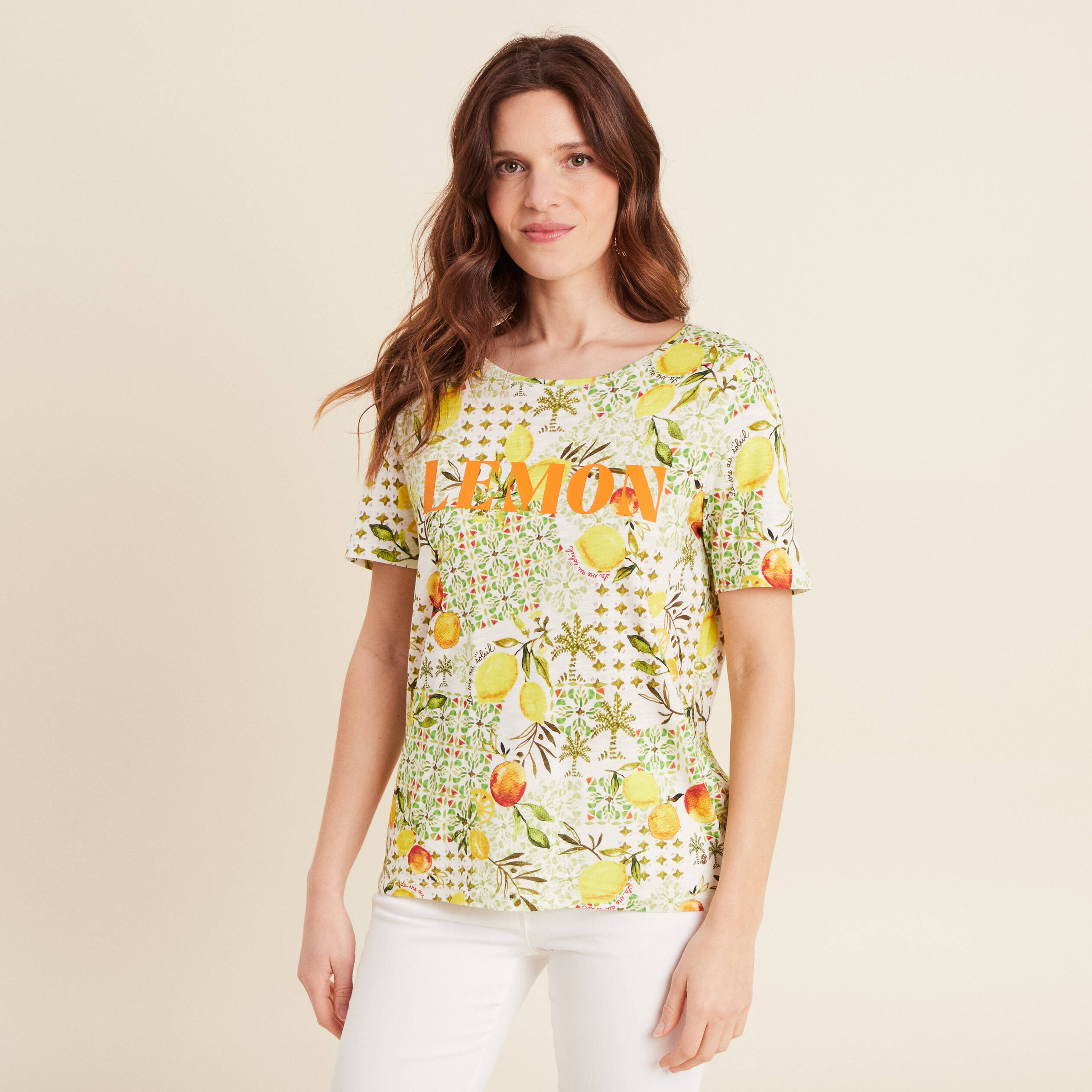 t shirt manches courtes jaune citron femme T-shirt manches courtes jaune citron femme