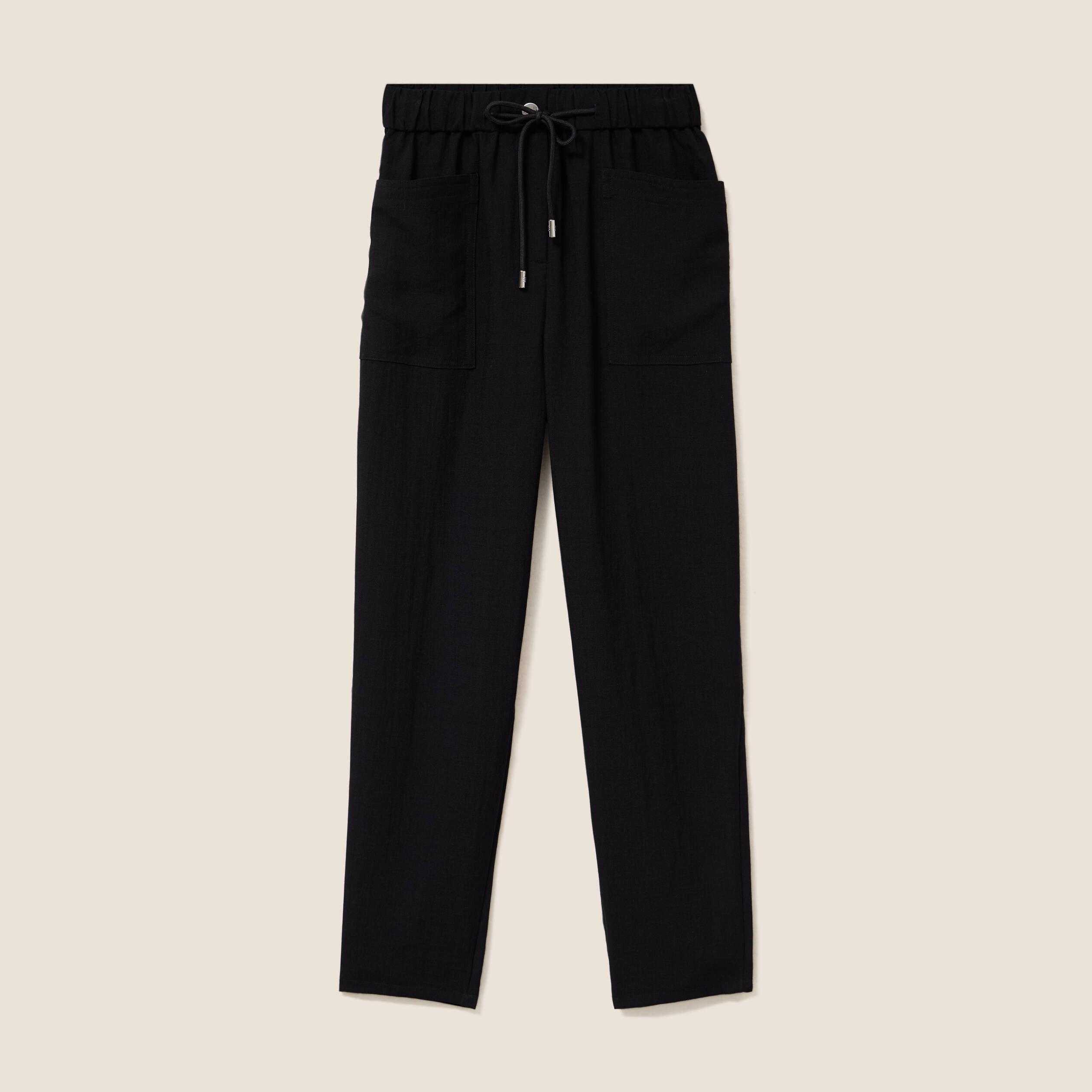 Pantalon mom 7/8&egrave;me en coton noir femme