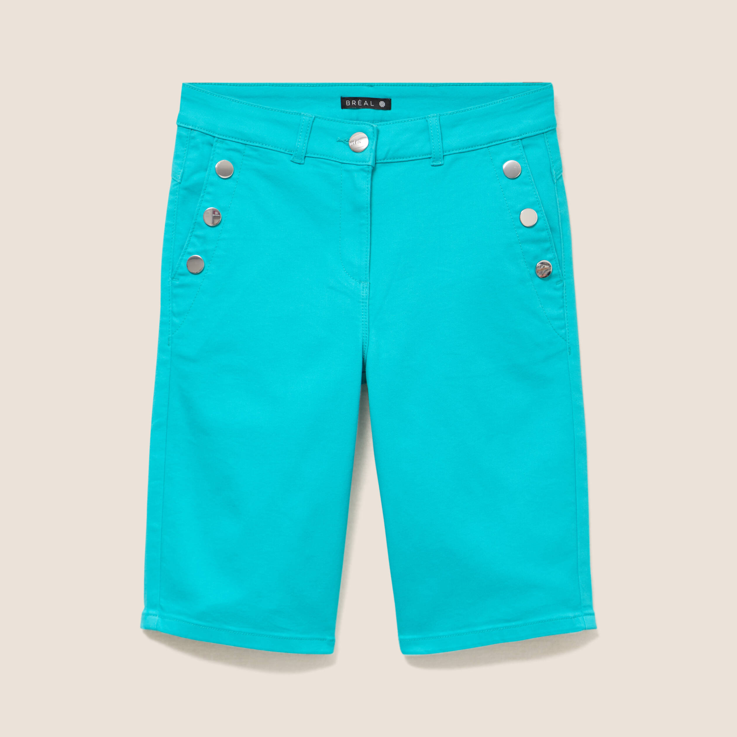 Bermuda ajust&eacute; taille standard vert turquoise femme