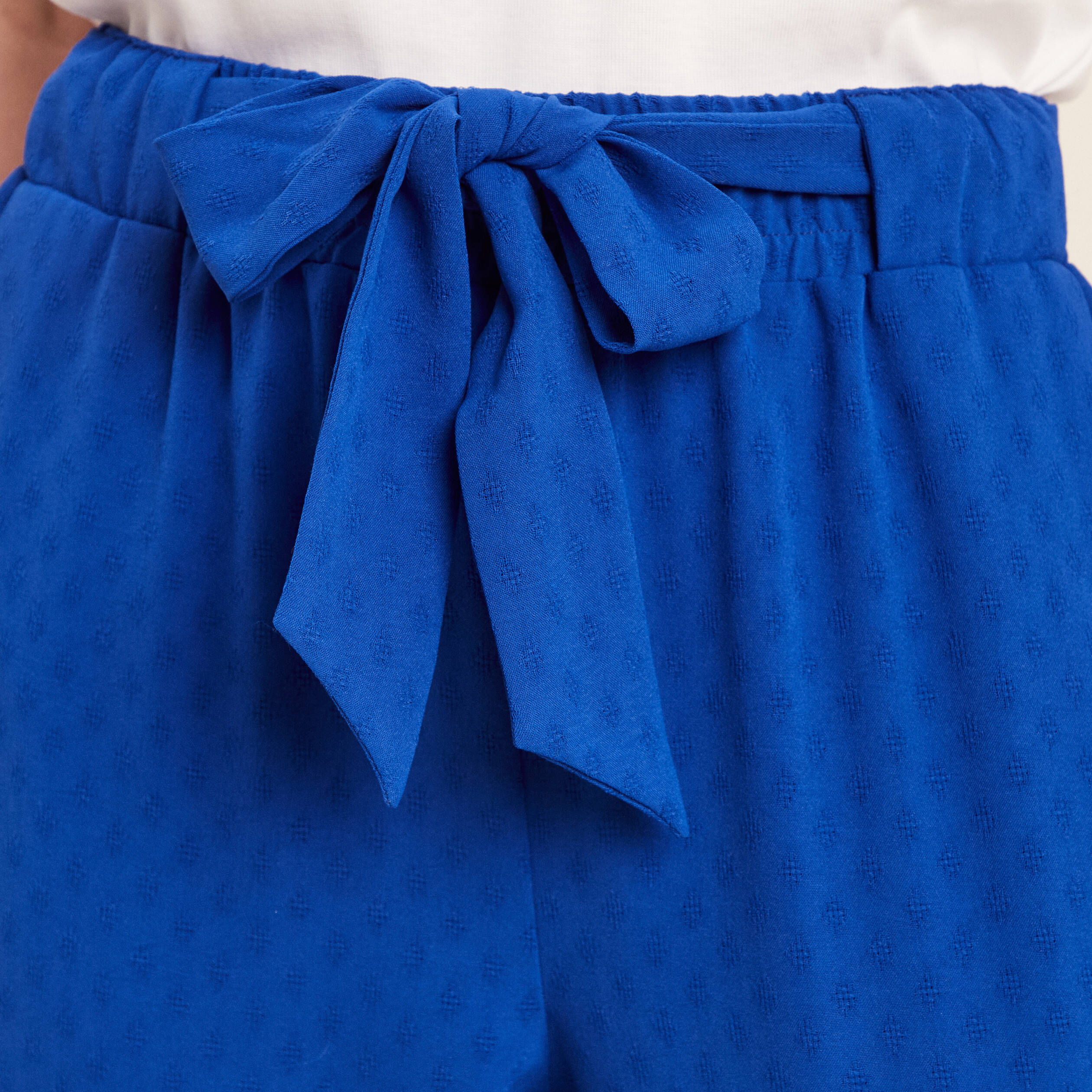 Pantalon flou droit 7/8&egrave;me bleu electrique femme