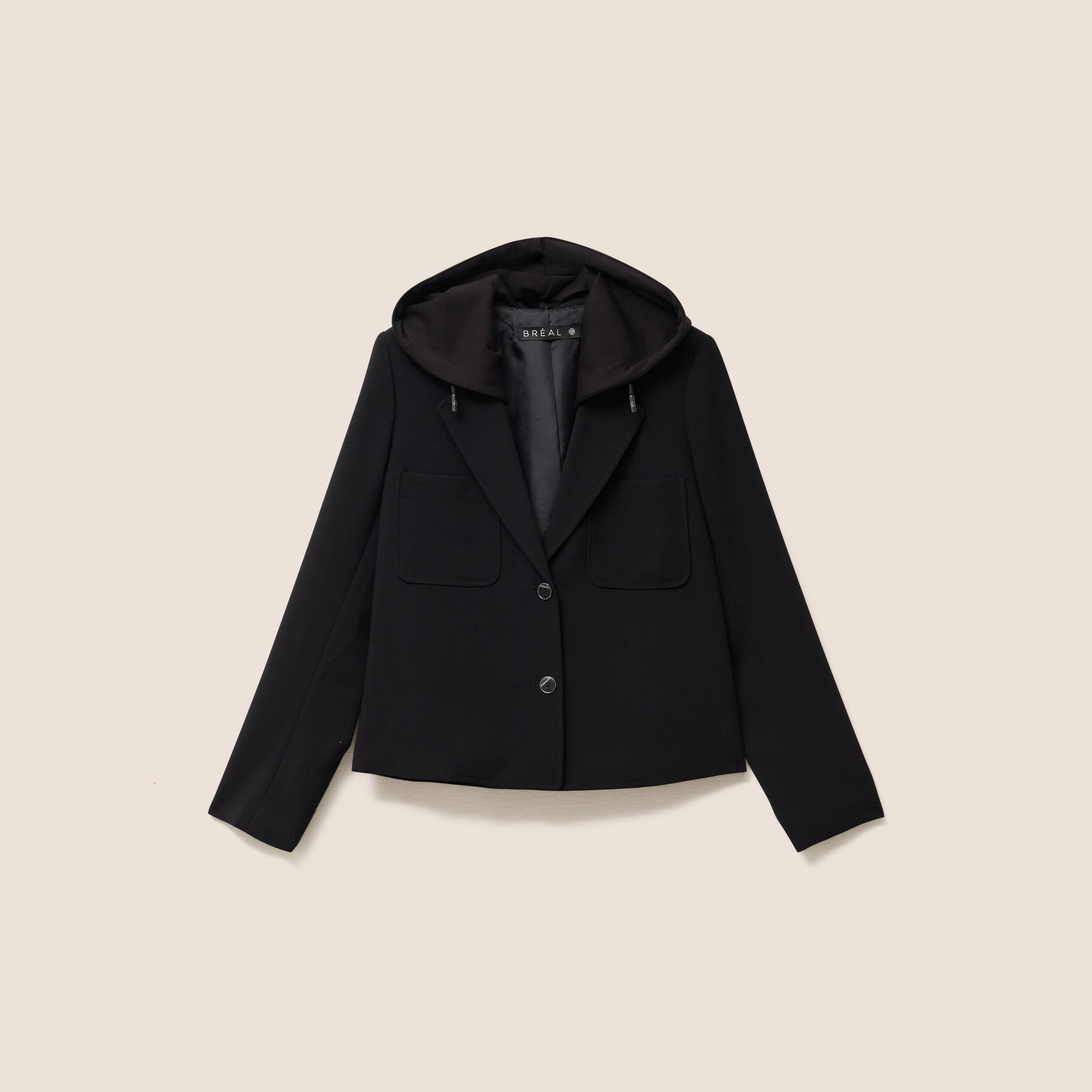 veste cintrée doublée avec capuche noir femme
