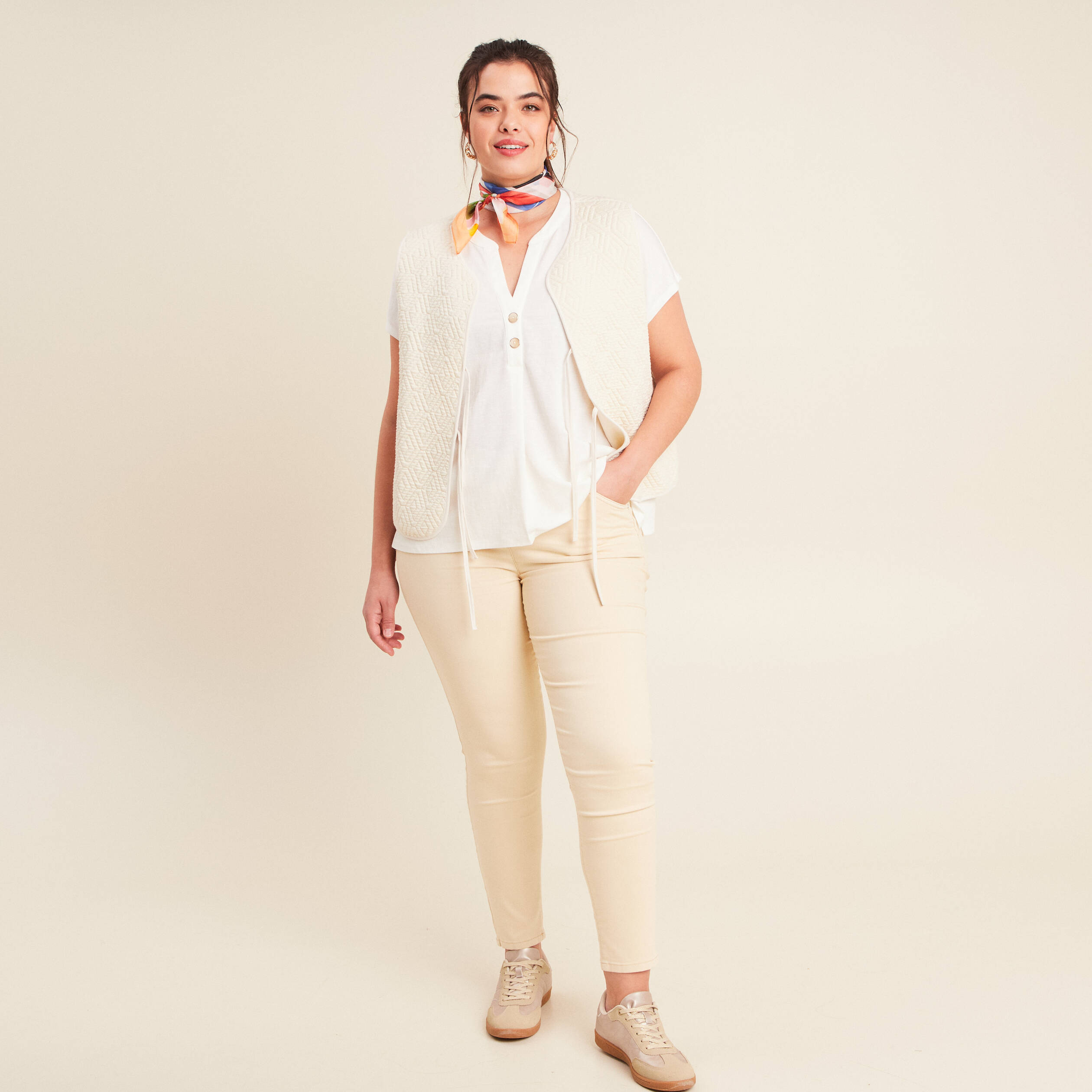 T-shirt manches courtes ecru femme