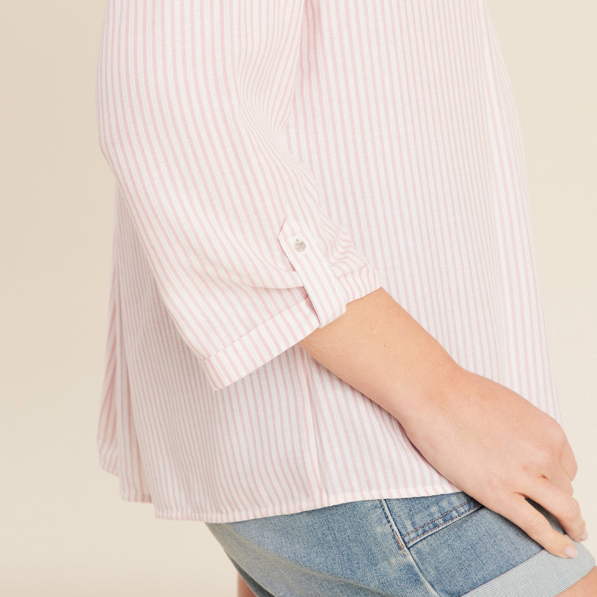 blouse fluide manches 34 rose femme blouse fluide manches 3/4 rose femme